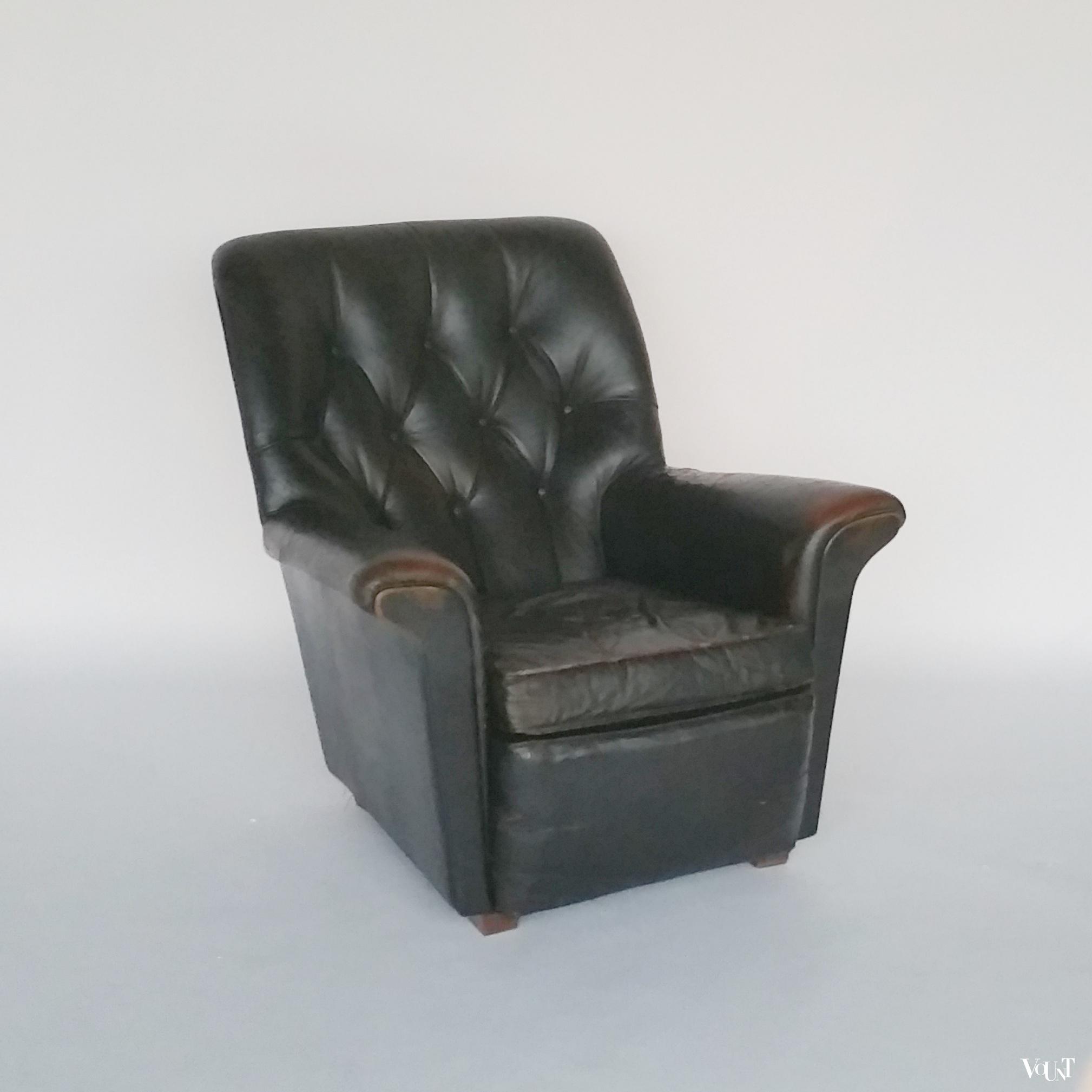 Engelse vintage leren fauteuil, jaren '60