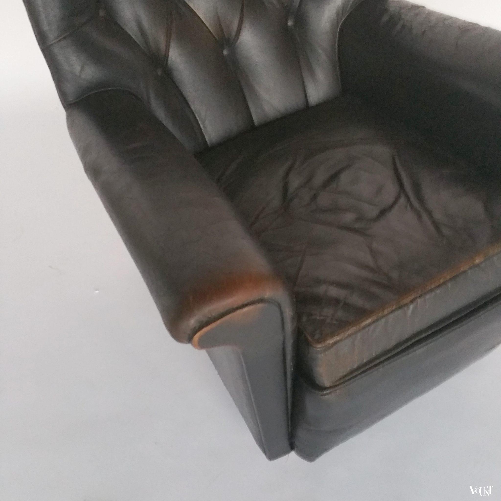 Engelse vintage leren fauteuil, jaren '60