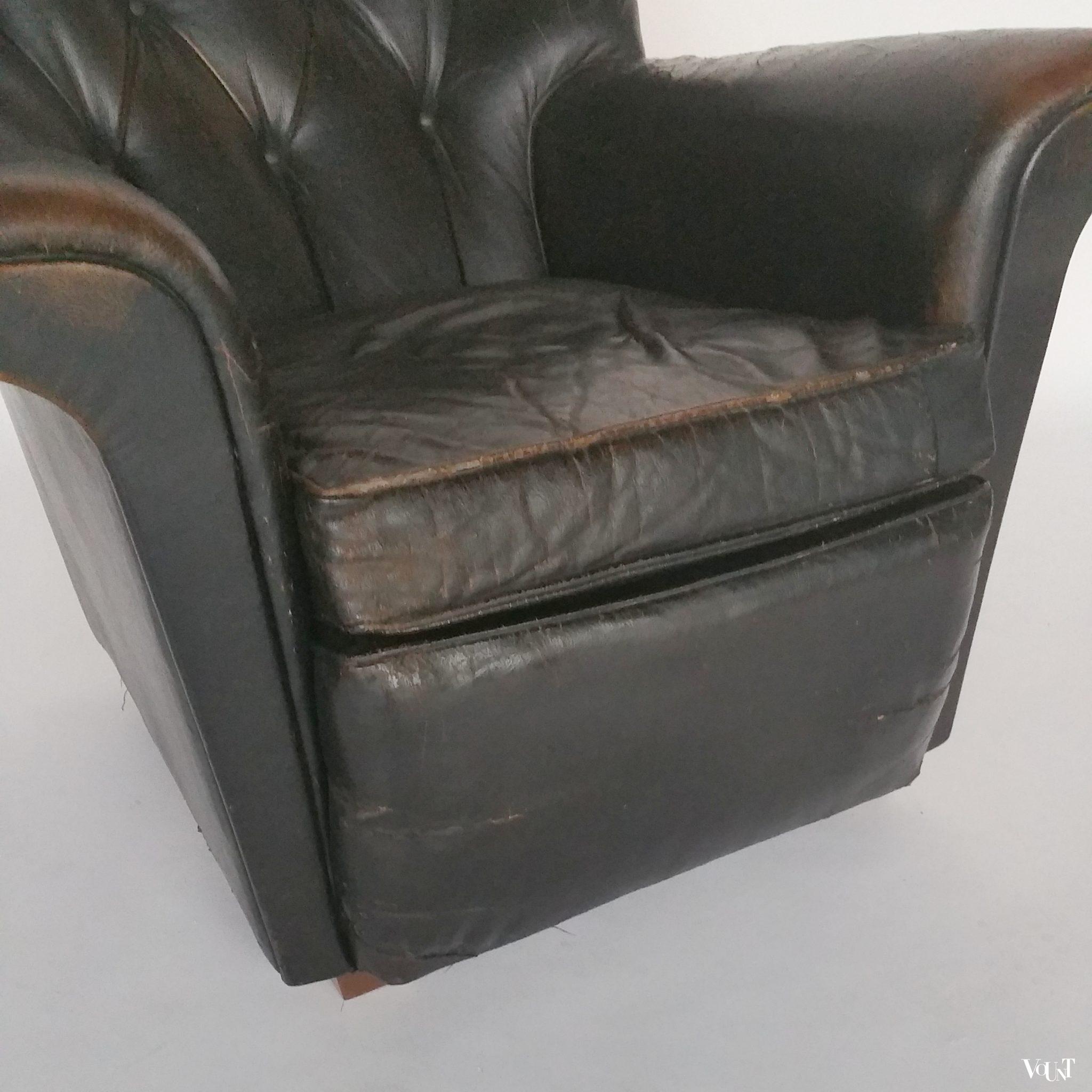 Engelse vintage leren fauteuil, jaren '60