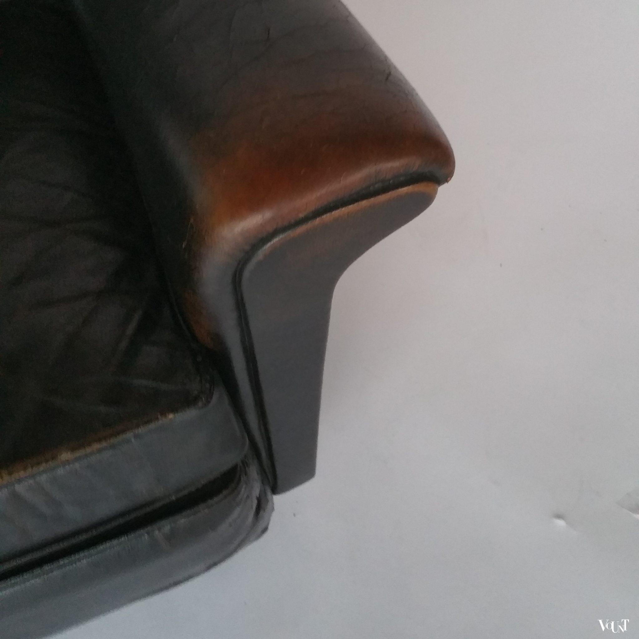 Engelse vintage leren fauteuil, jaren '60