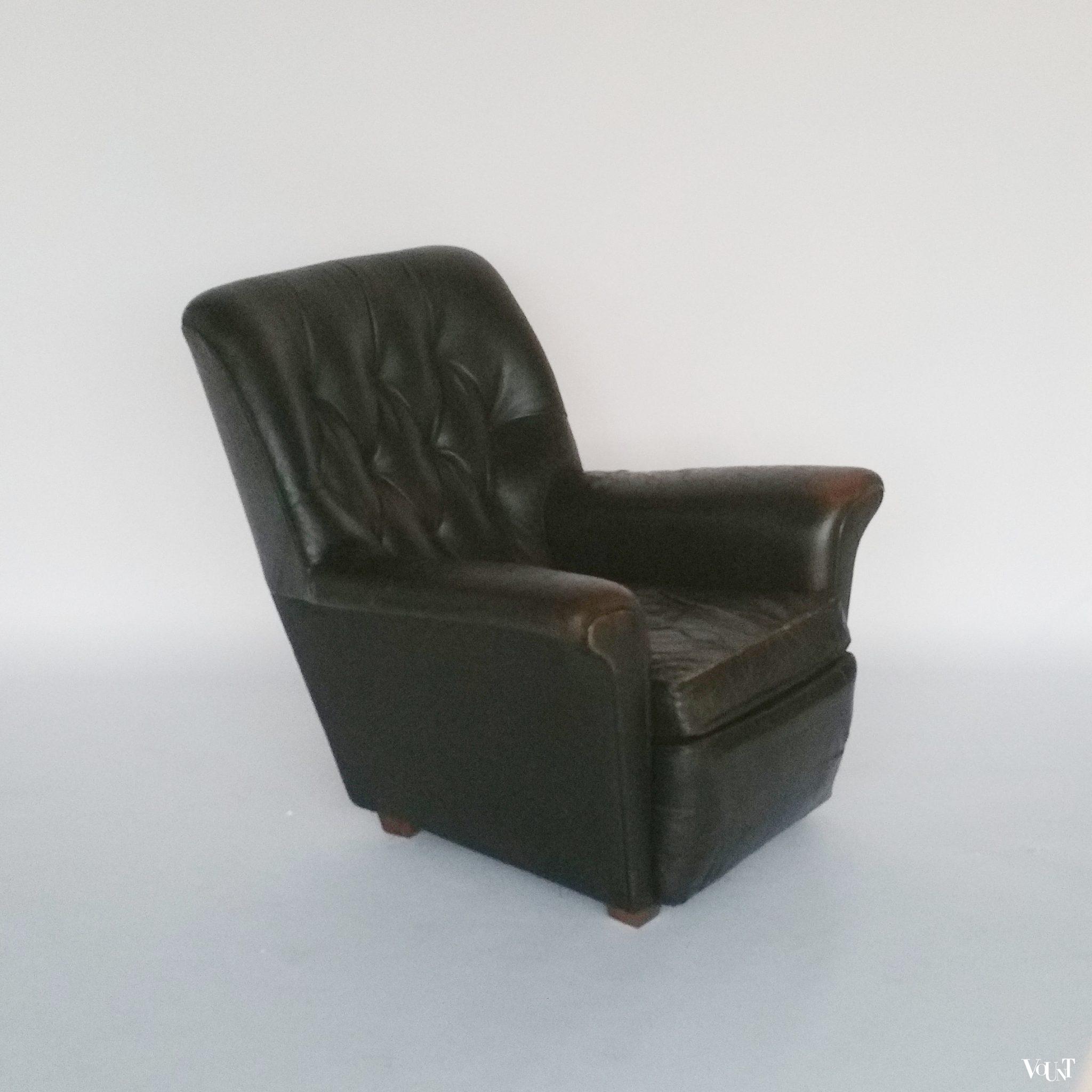 Engelse vintage leren fauteuil, jaren '60