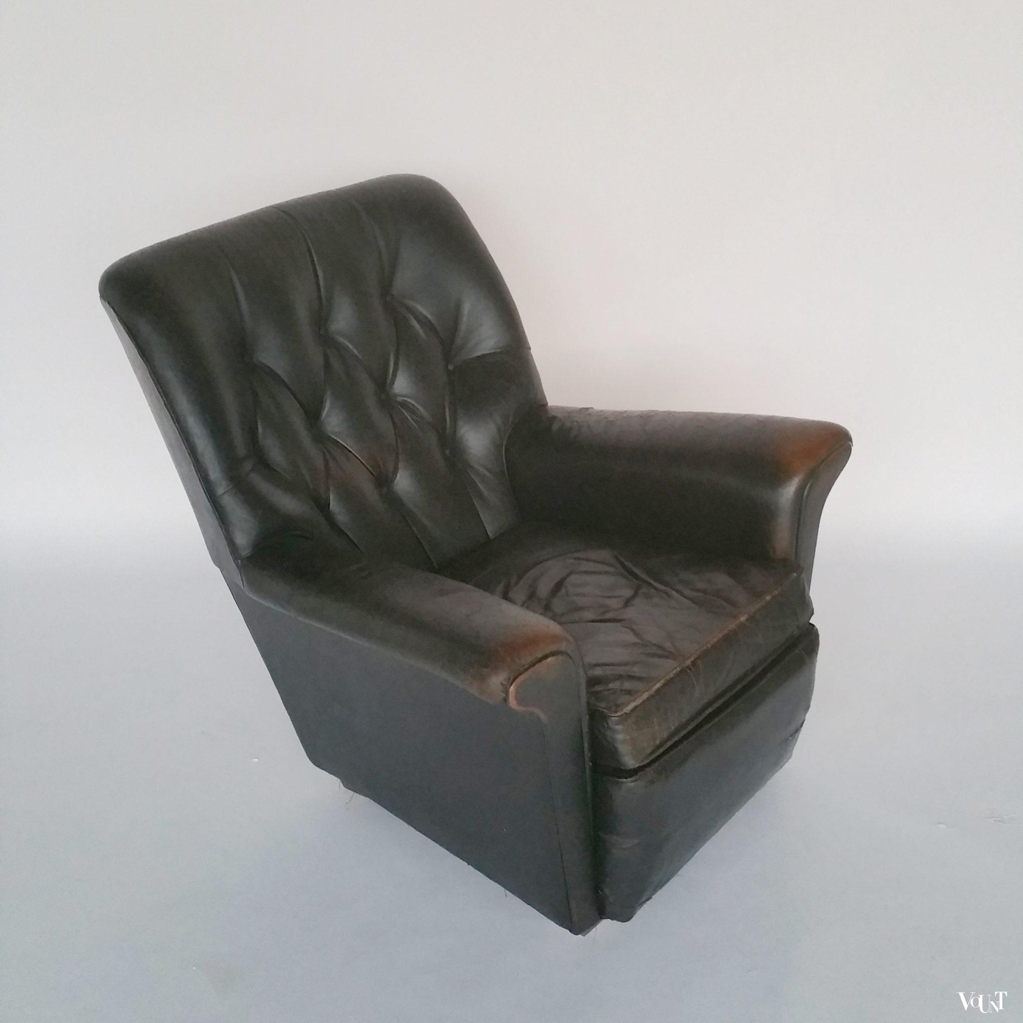 Engelse vintage leren fauteuil, jaren '60