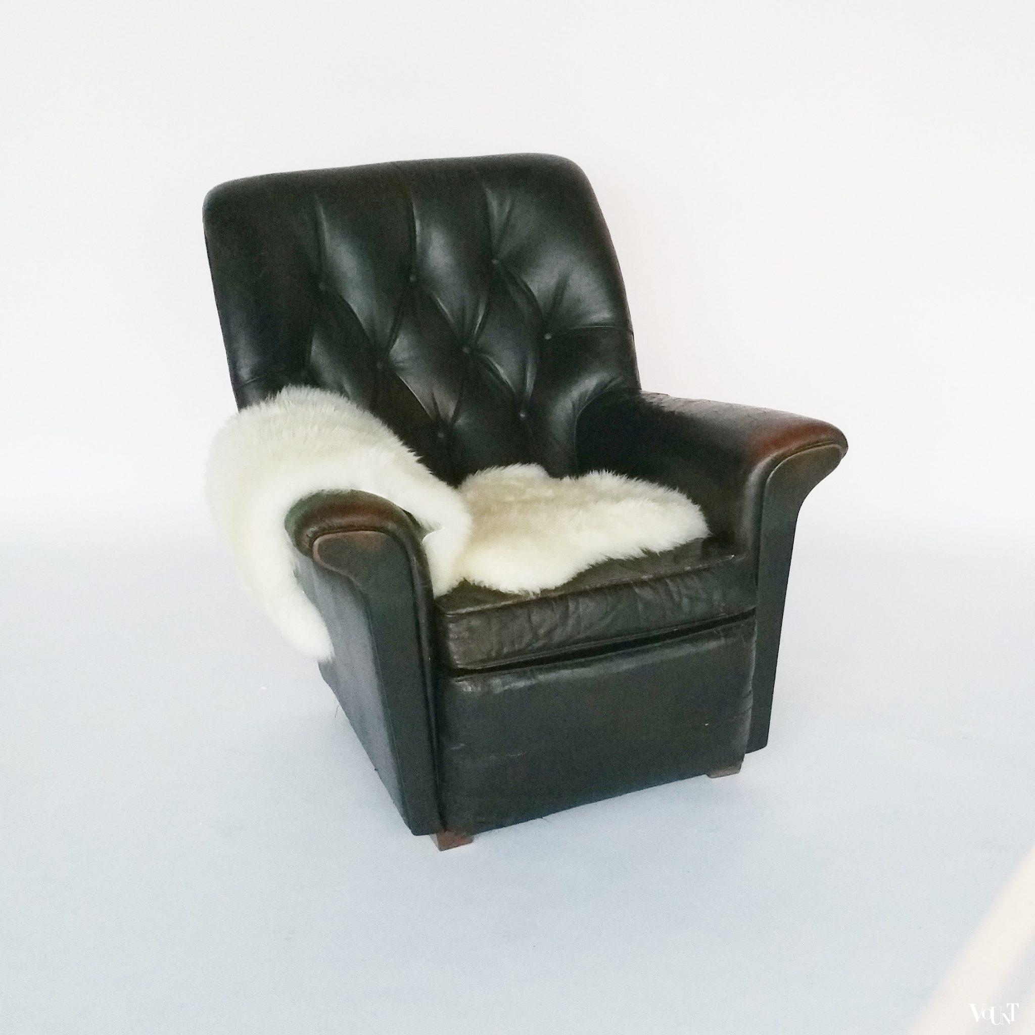 Engelse vintage leren fauteuil, jaren '60
