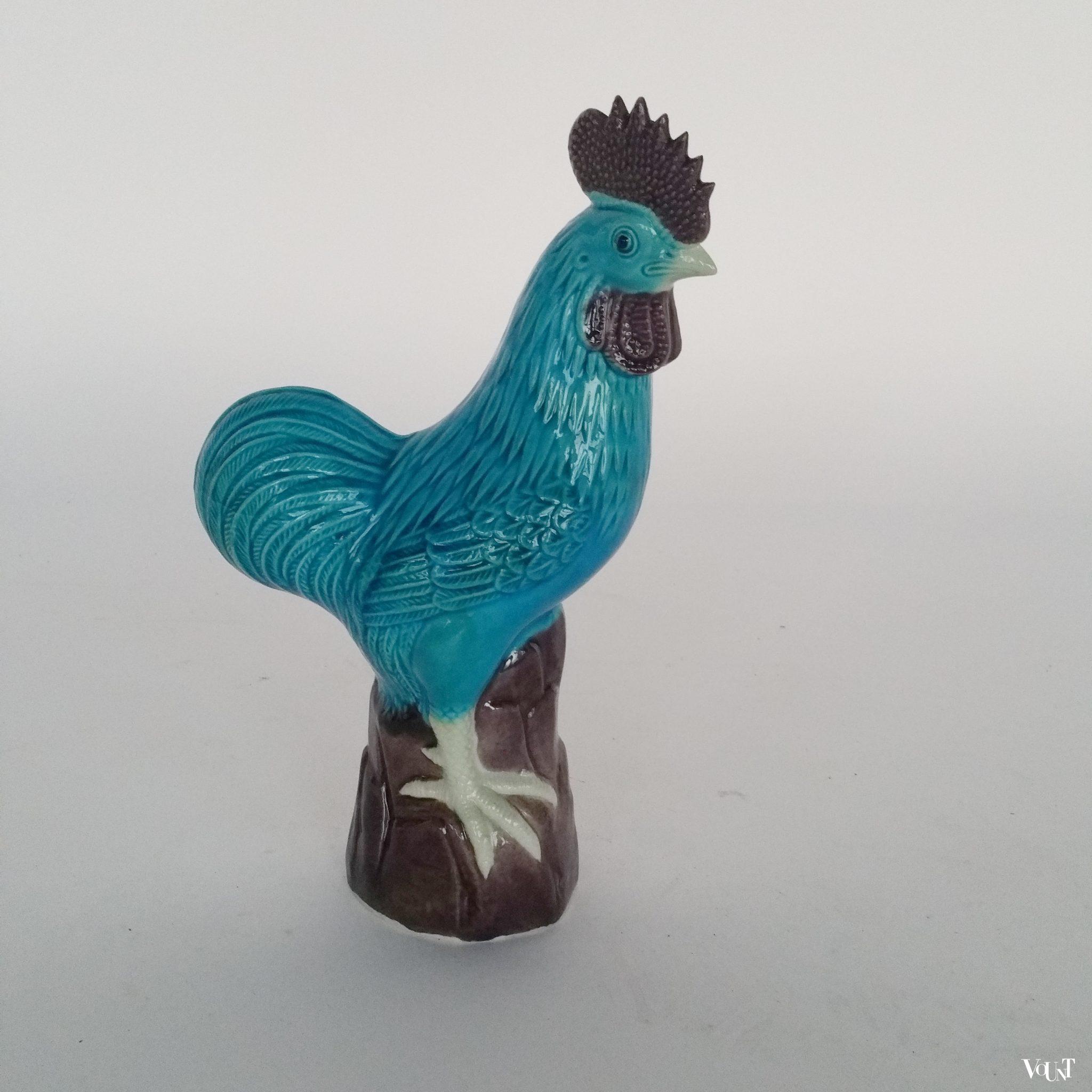 Vintage keramische Chinese blauwe hanen