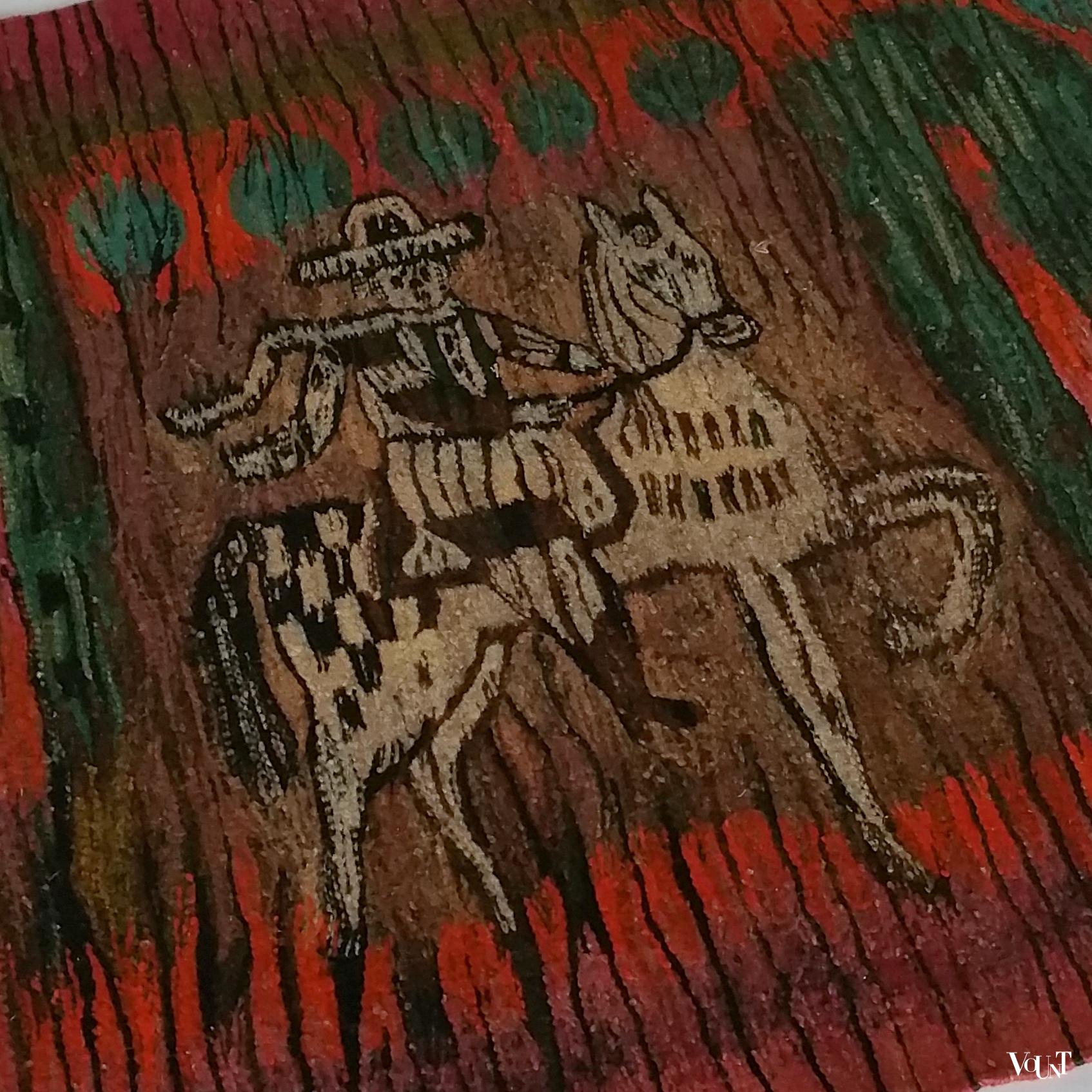 Poolse kelim met paard en ruiter, jaren '60/'70