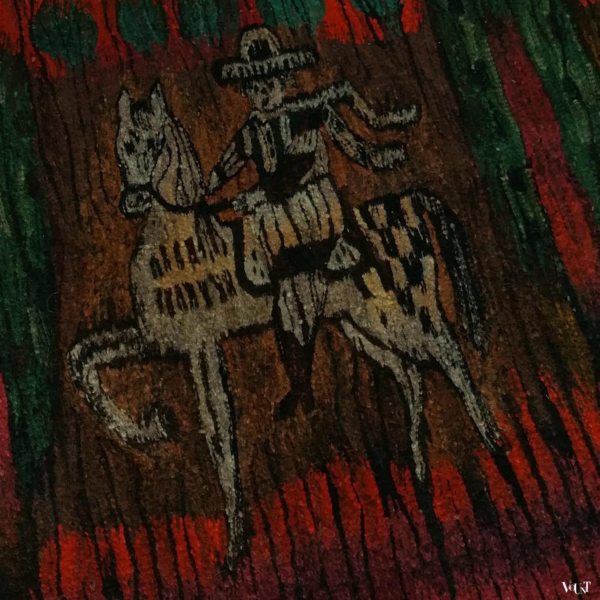 Poolse kelim met paard en ruiter, jaren '60/'70