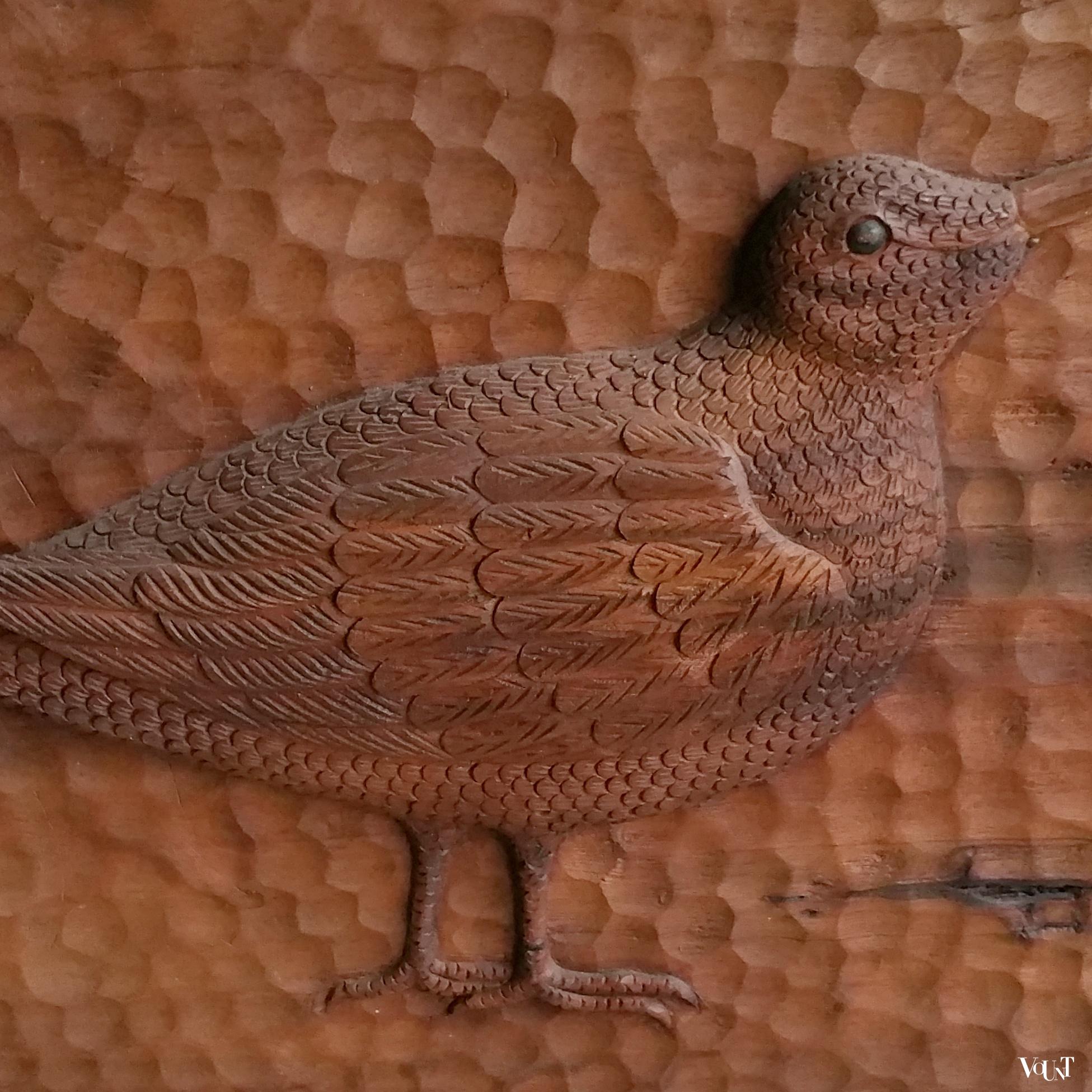 Vintage handgestoken houten paneel met snip