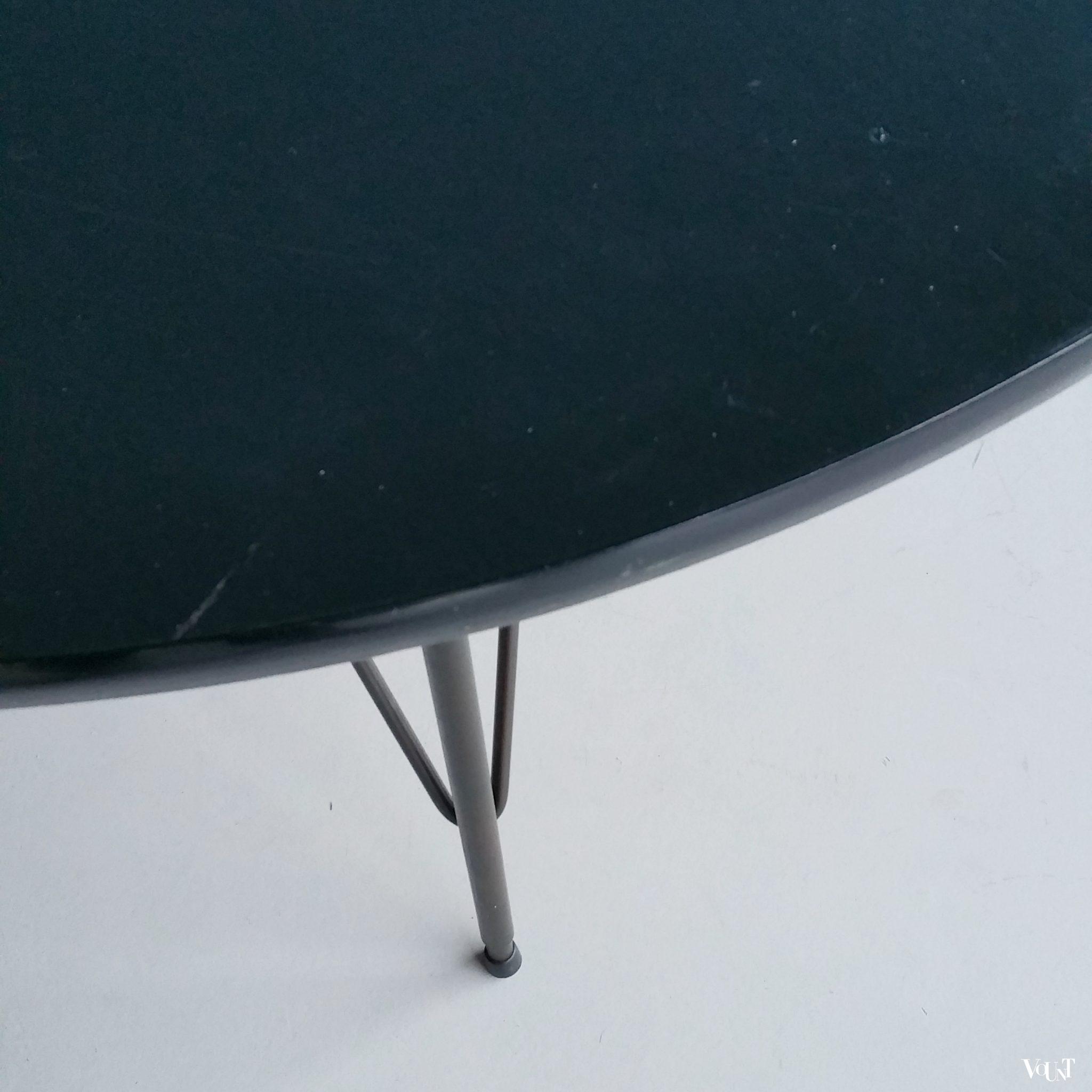 Verstelbare salon-/eettafel met zwart linoleum tafelblad, Rudolf Wolf voor Elsrijk, 1957