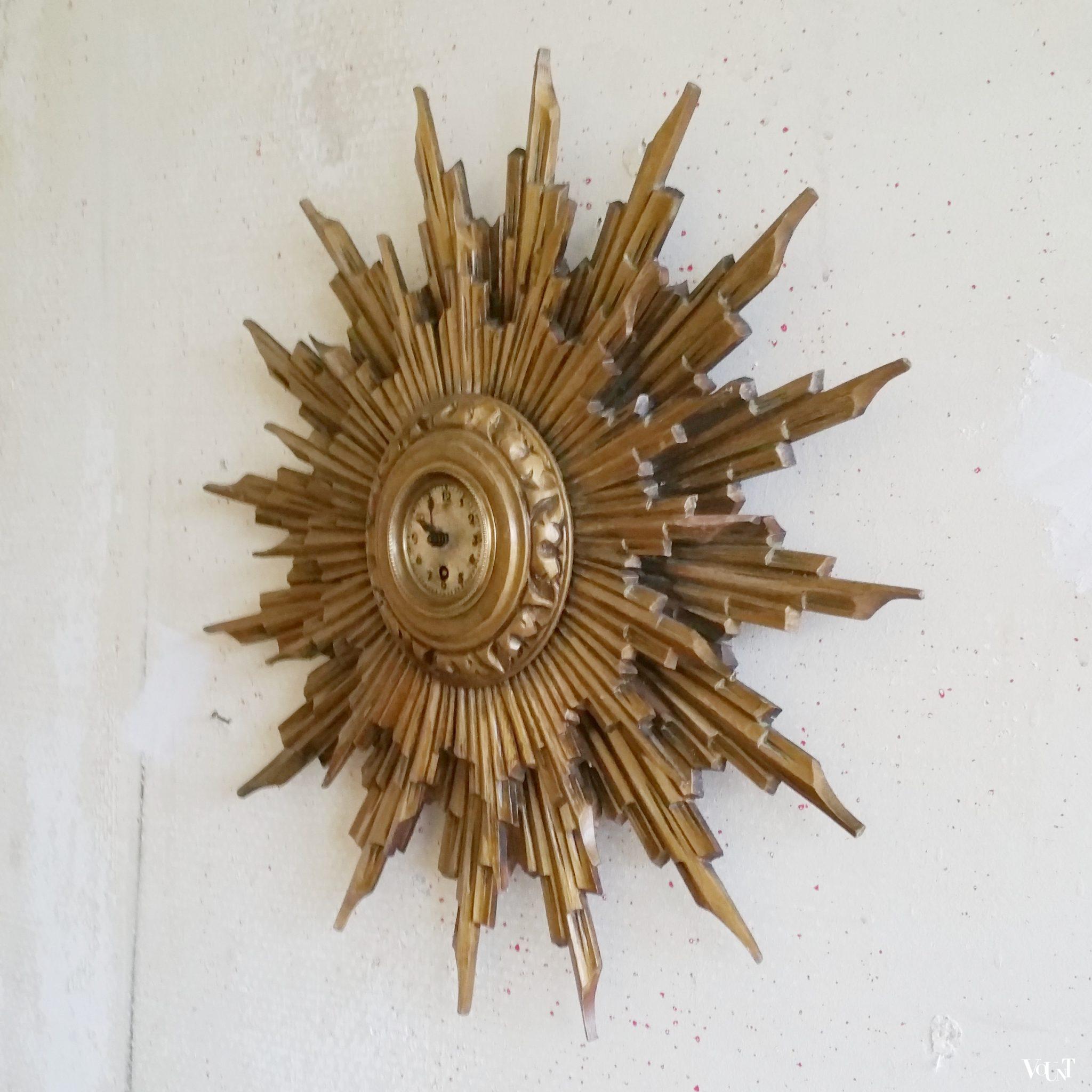 Antieke "gouden" houten zonneklok, ca. 1900