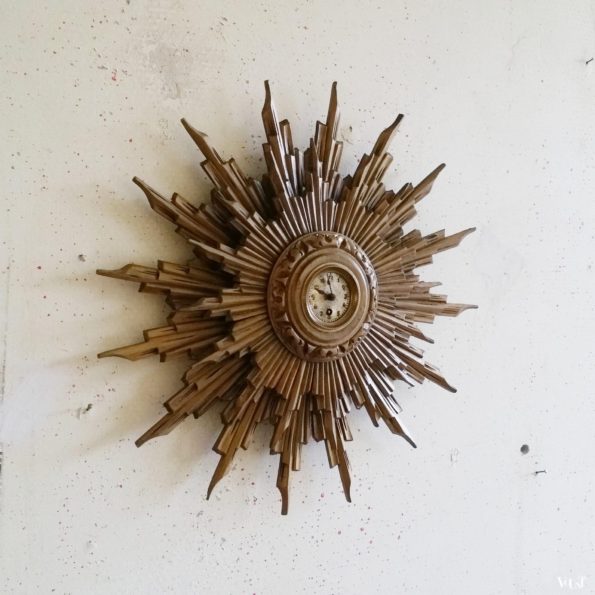 Antieke "gouden" houten zonneklok, ca. 1900