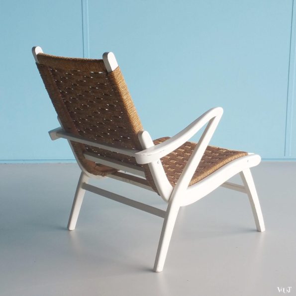 Vintage fauteuil hout met touw, attr. Gispen, jaren '40