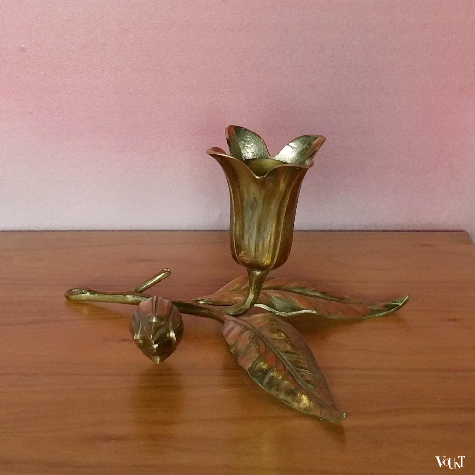 Messing sigarettenhouder / asbak in vorm bloem, jaren '60