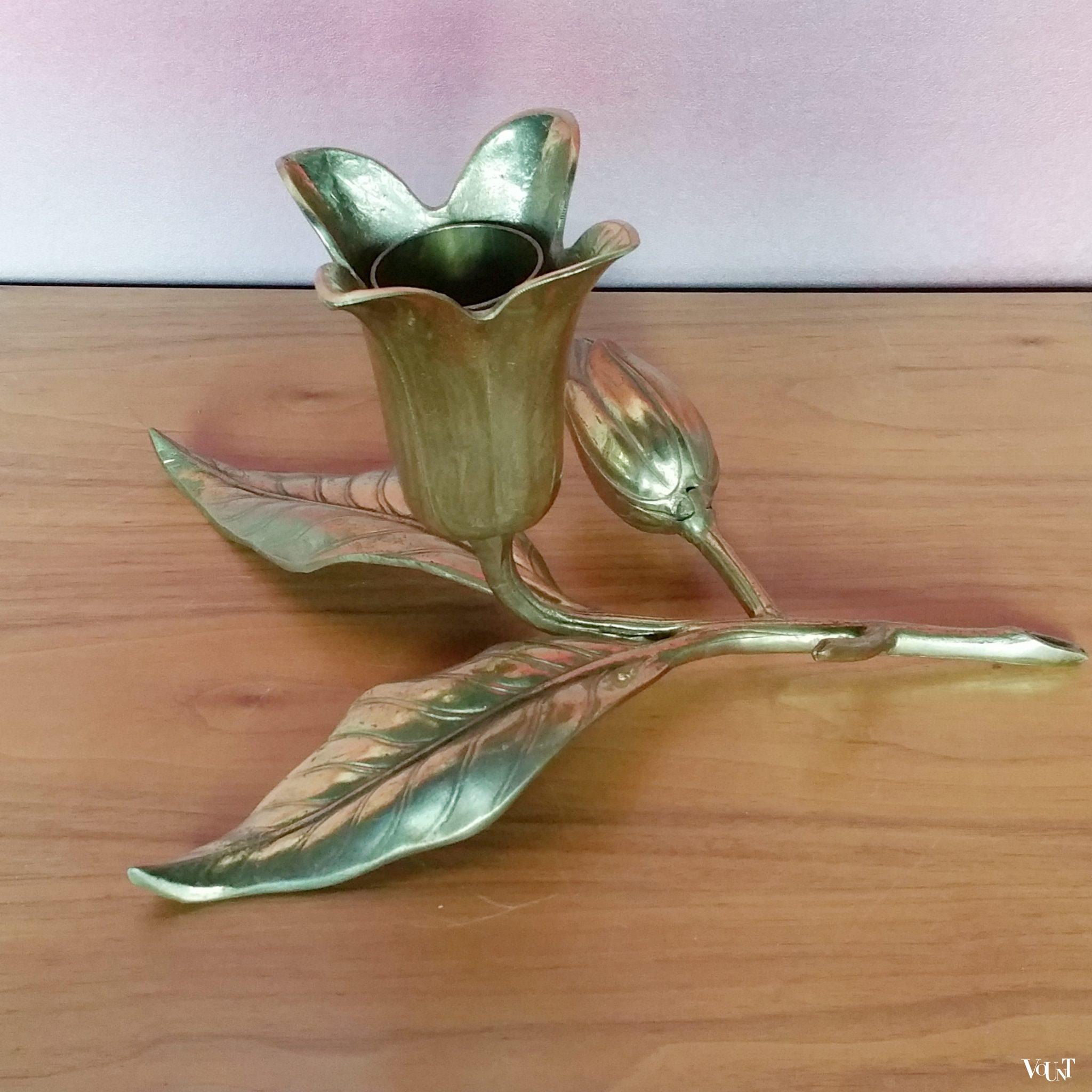 Messing sigarettenhouder / asbak in vorm bloem, jaren '60