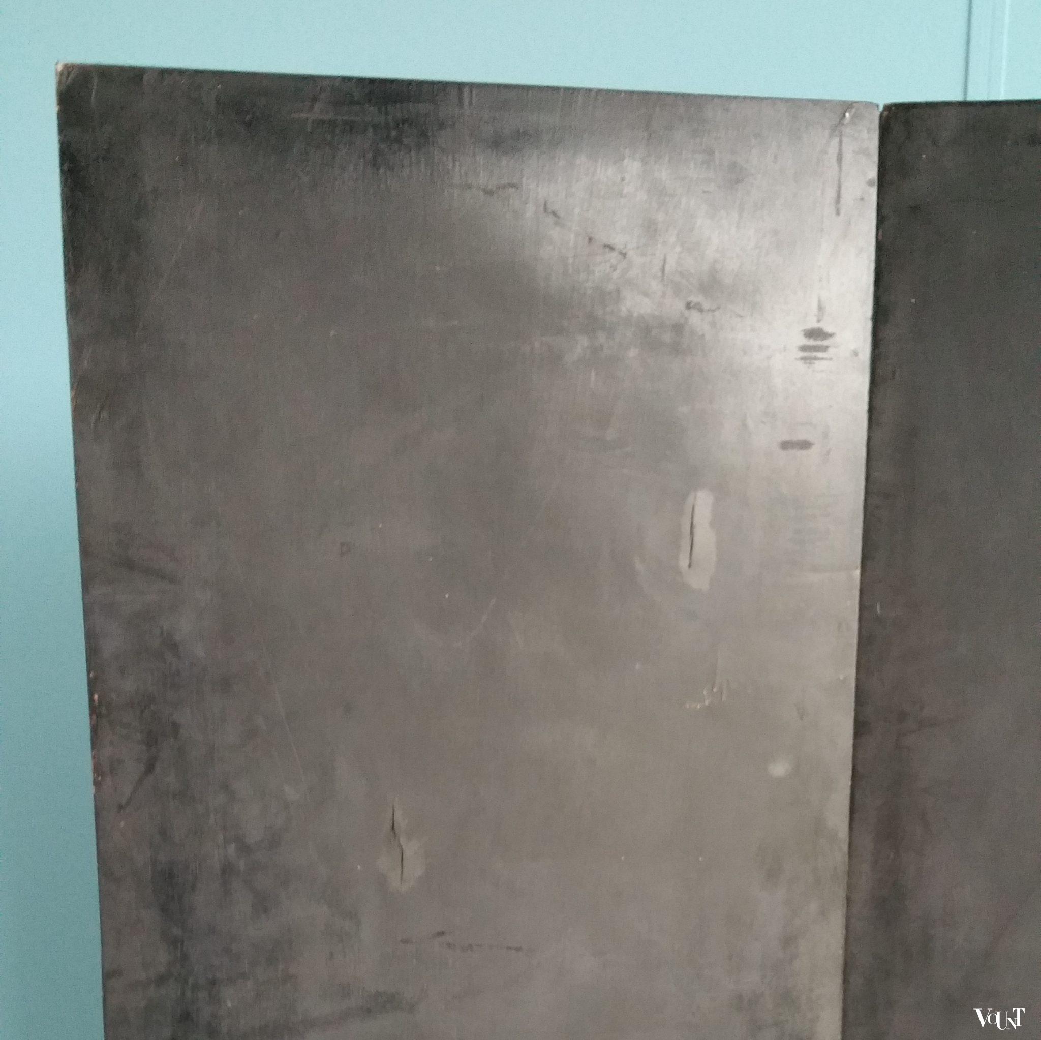 Antiek houten handbeschilderd drieslags kamerscherm