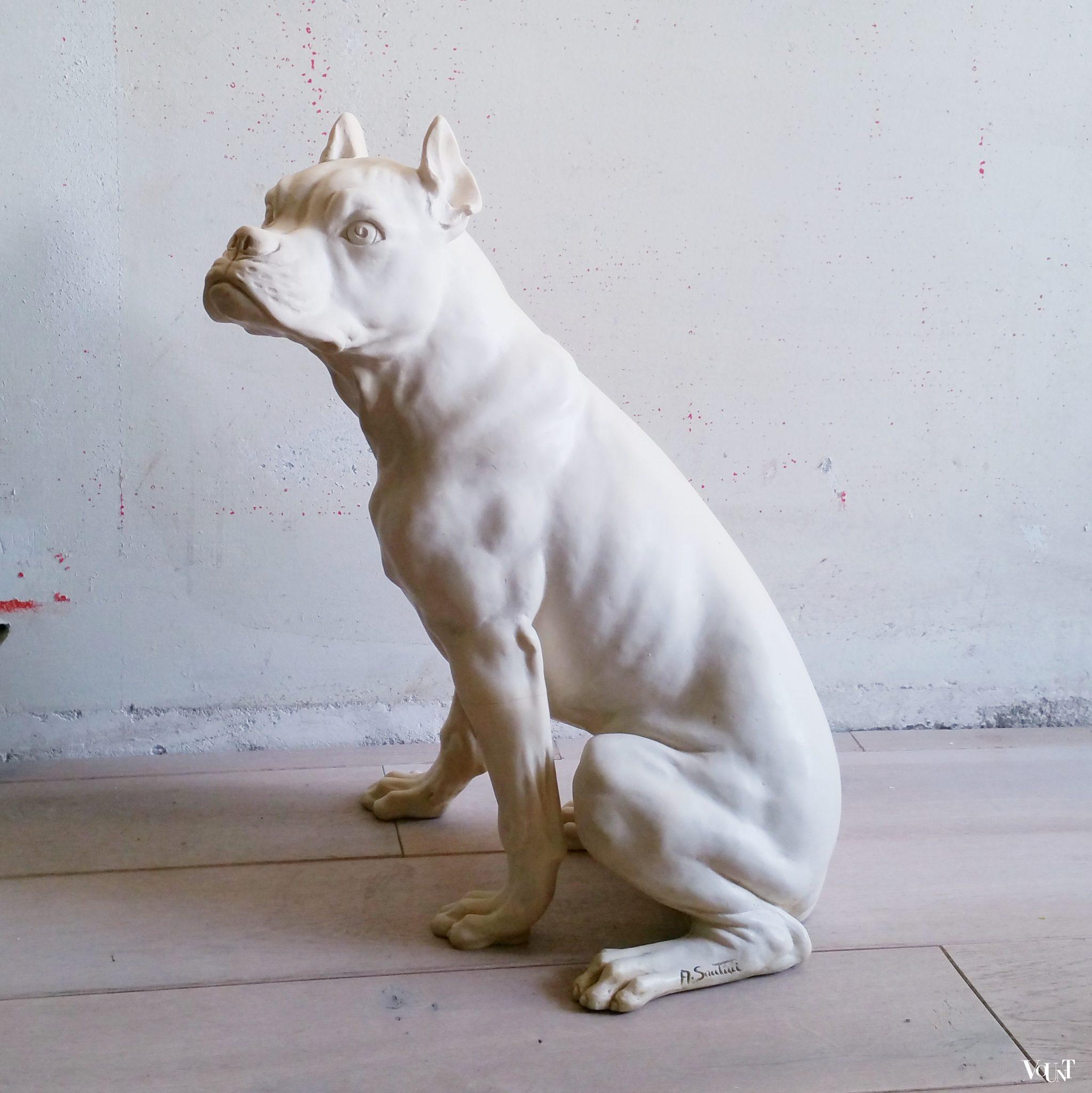 Vintage sculptuur van hond, A. Santini, jaren ‘60/’70