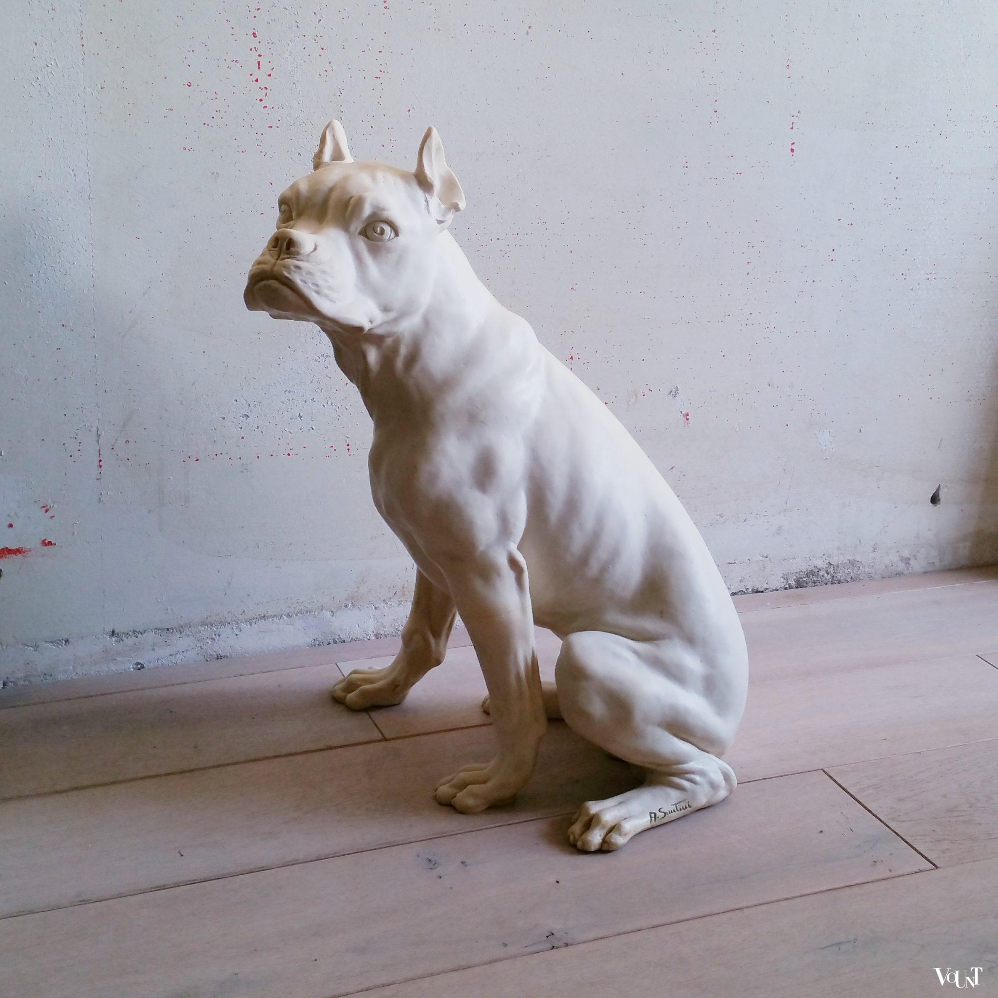 Vintage sculptuur van hond, A. Santini, jaren ‘60/’70