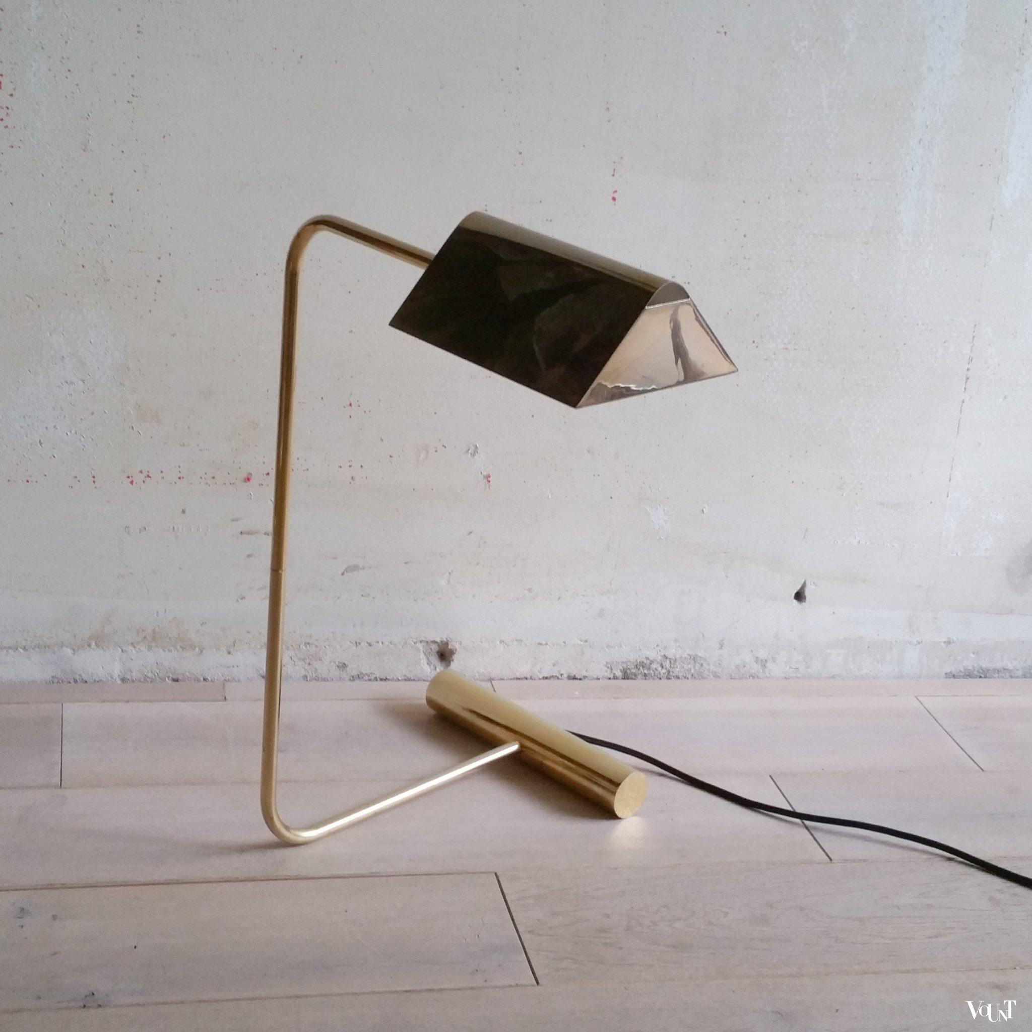 Verstelbare messing tafellamp met 2 fittingen, jaren '70