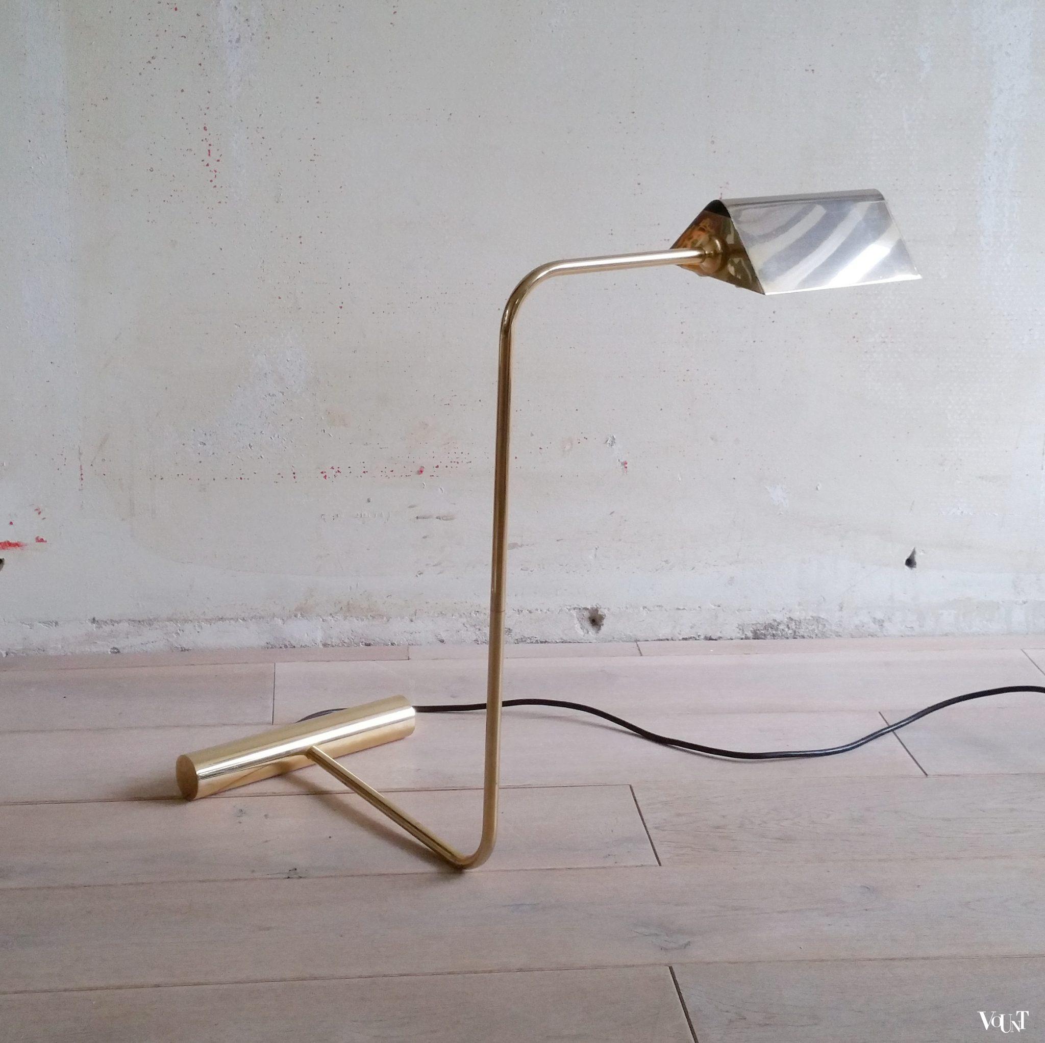 Verstelbare messing tafellamp met 2 fittingen, jaren '70