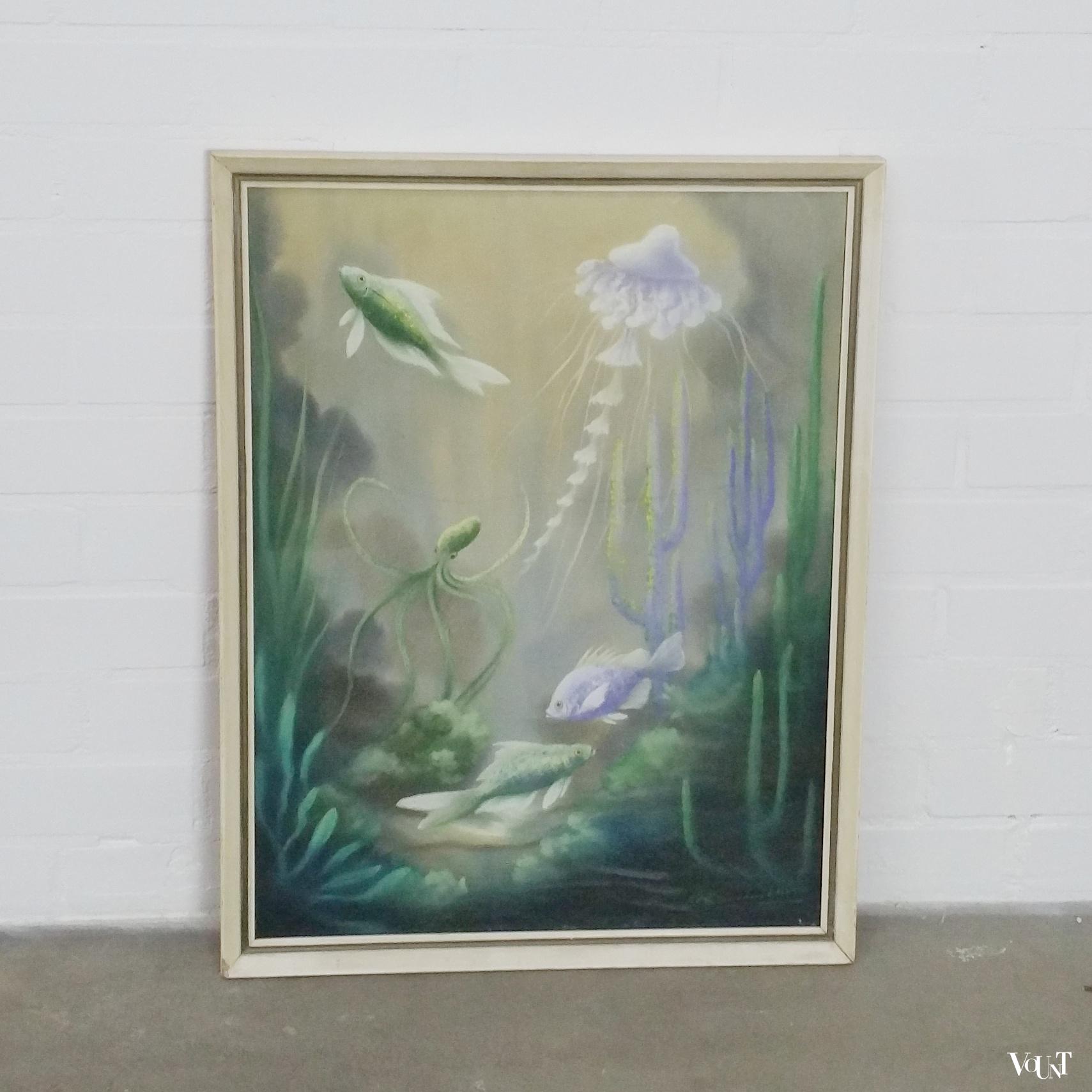 Jaren '30 pastel vissen / onderwatergezicht, H.R. Scholten