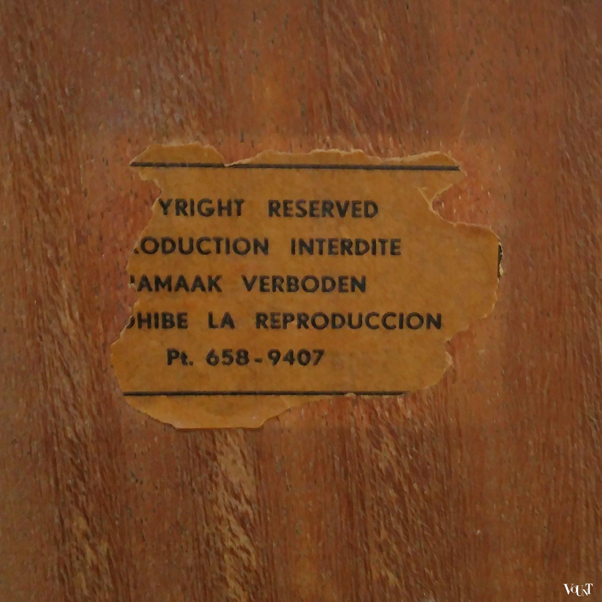 Reproductie De Mandenvlechtster in teakhouten lijst, jaren '60