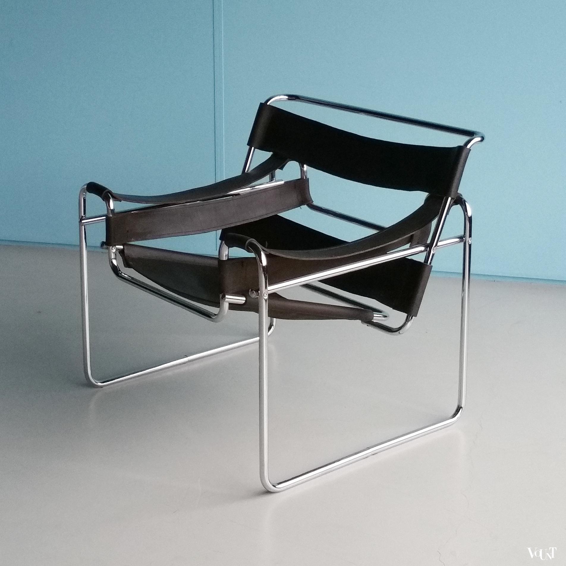 Wassily stoel Marcel Breuer donkerbruin juchtleer, jaren '70/'80