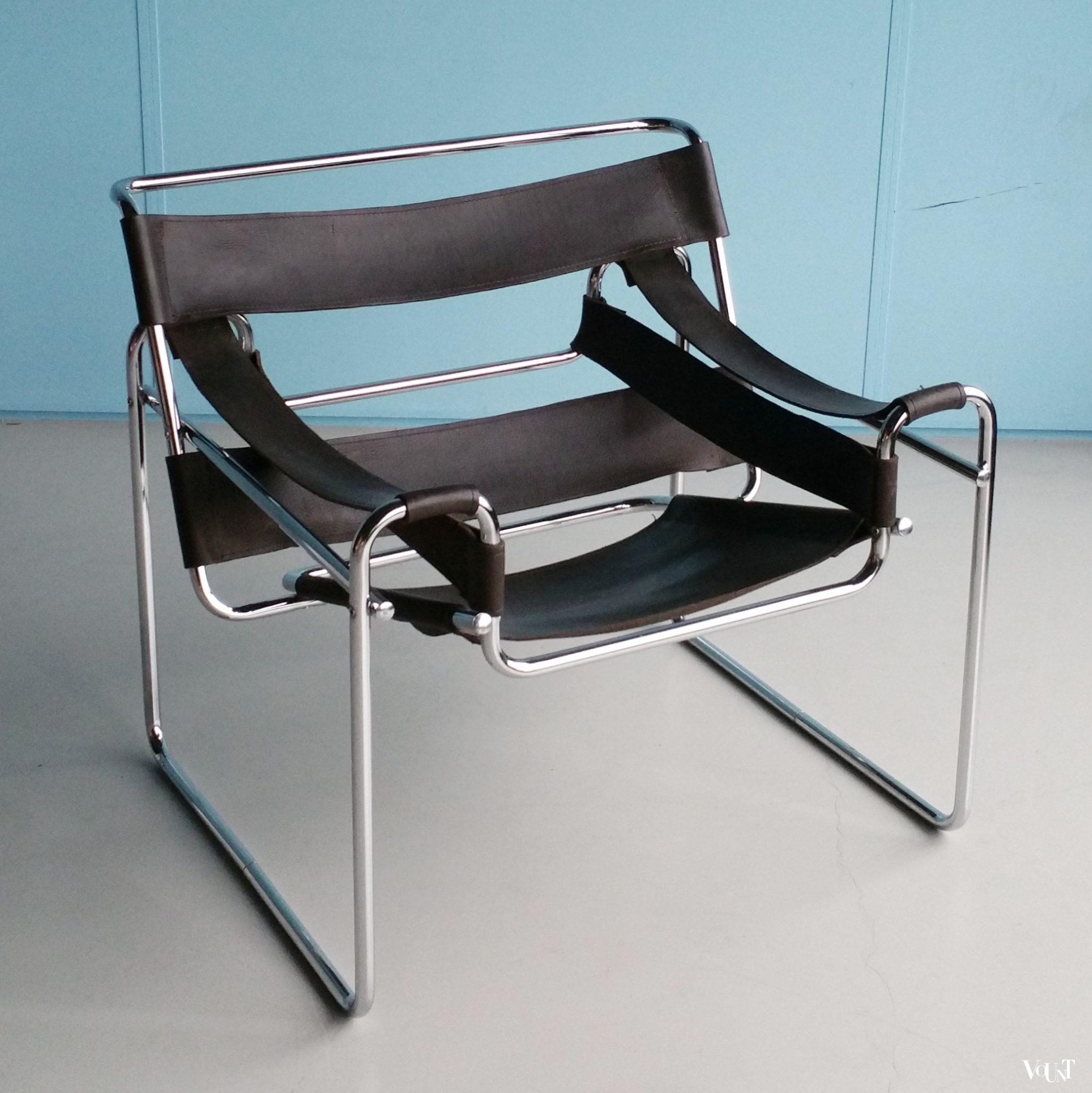 Wassily stoel Marcel Breuer donkerbruin juchtleer, jaren '70/'80