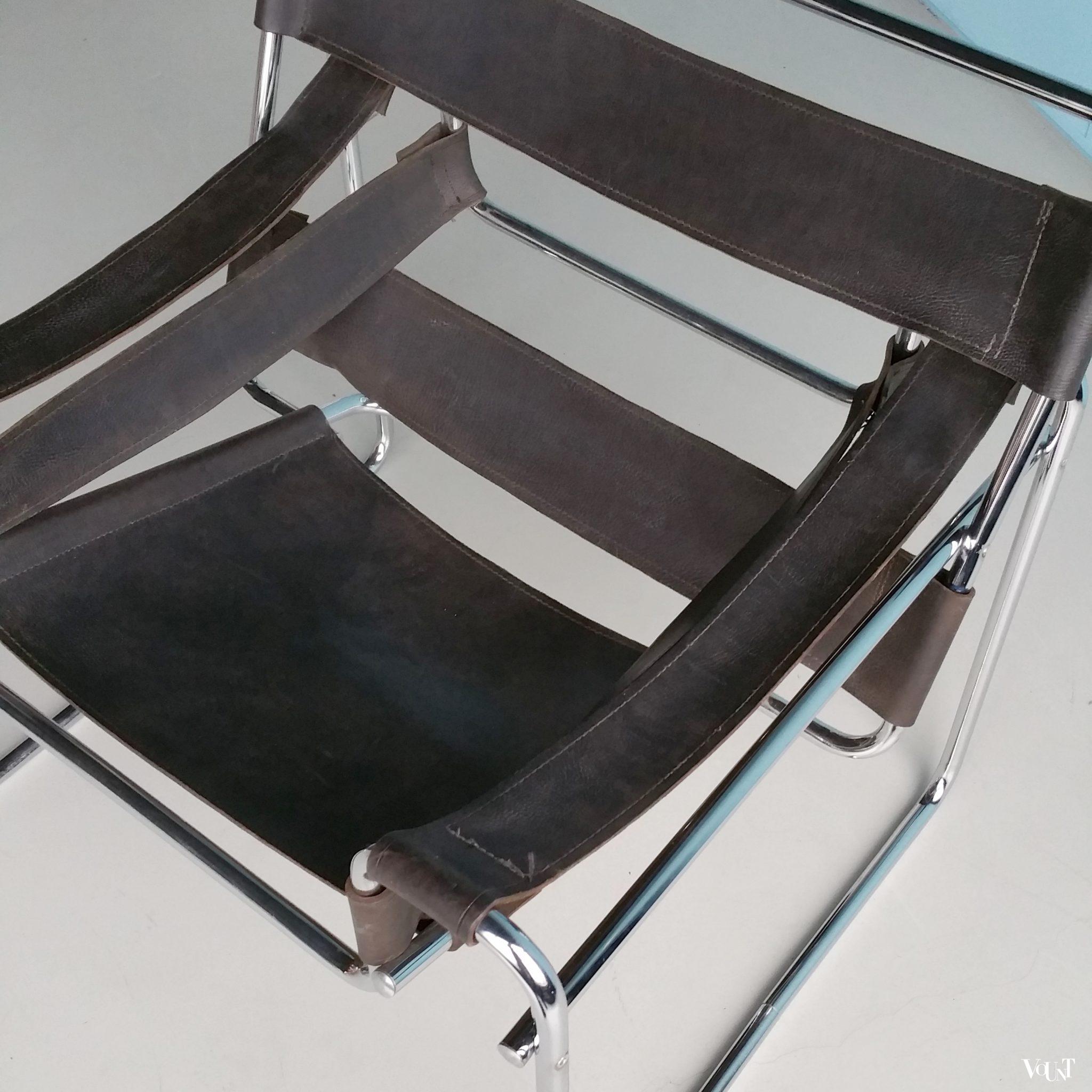 Wassily stoel Marcel Breuer donkerbruin juchtleer, jaren '70/'80