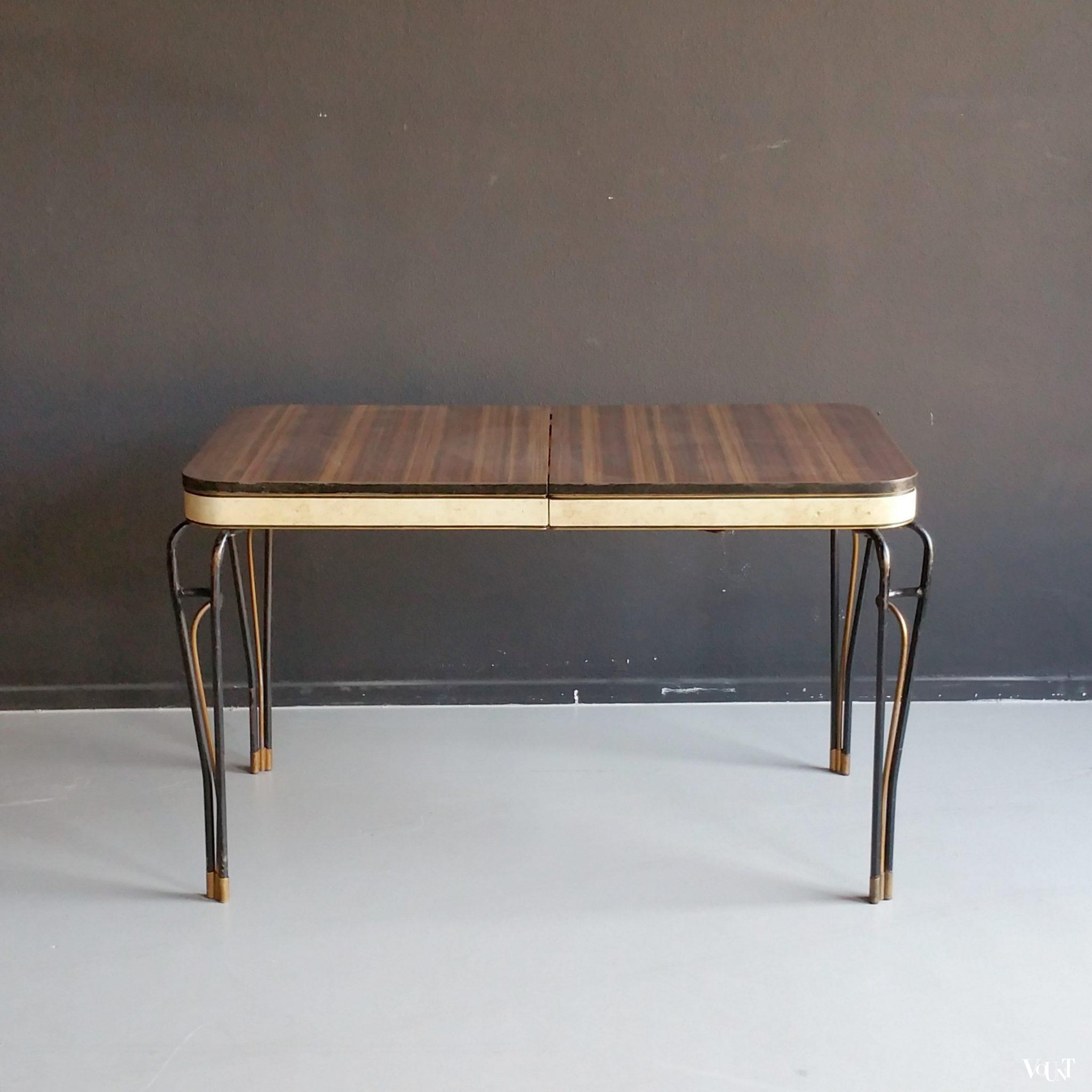 Uitschuifbare tafel met metalen poten, jaren '50/'60