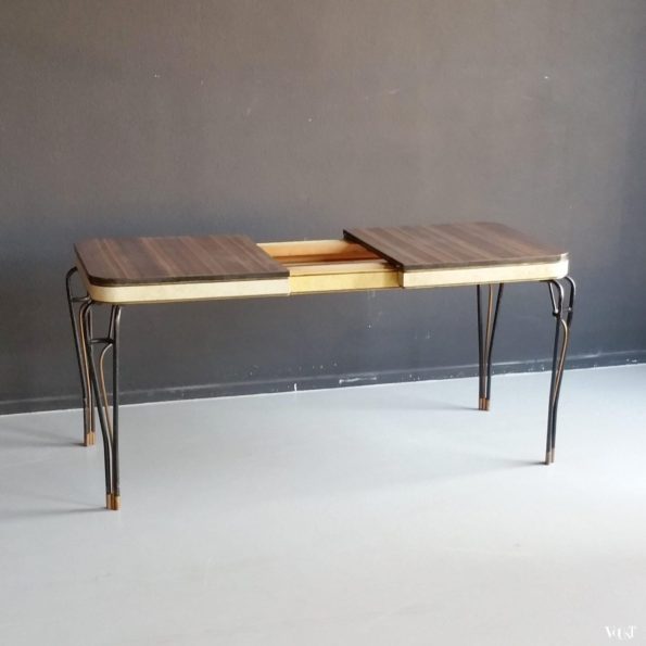 Uitschuifbare tafel met metalen poten, jaren '50/'60