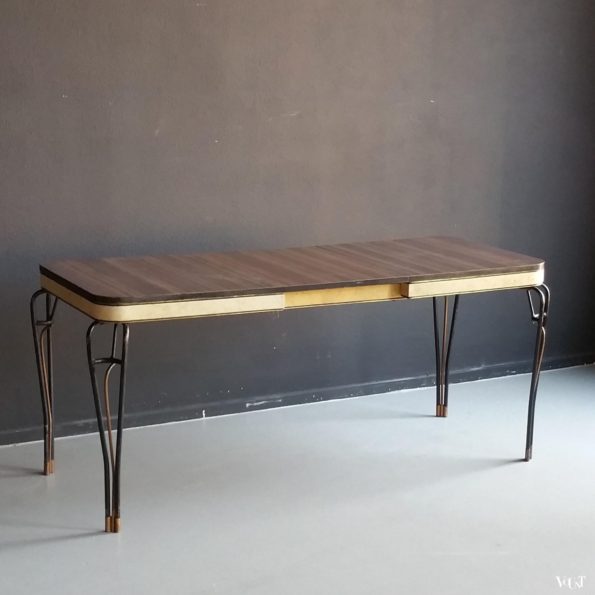 Uitschuifbare tafel met metalen poten, jaren '50/'60