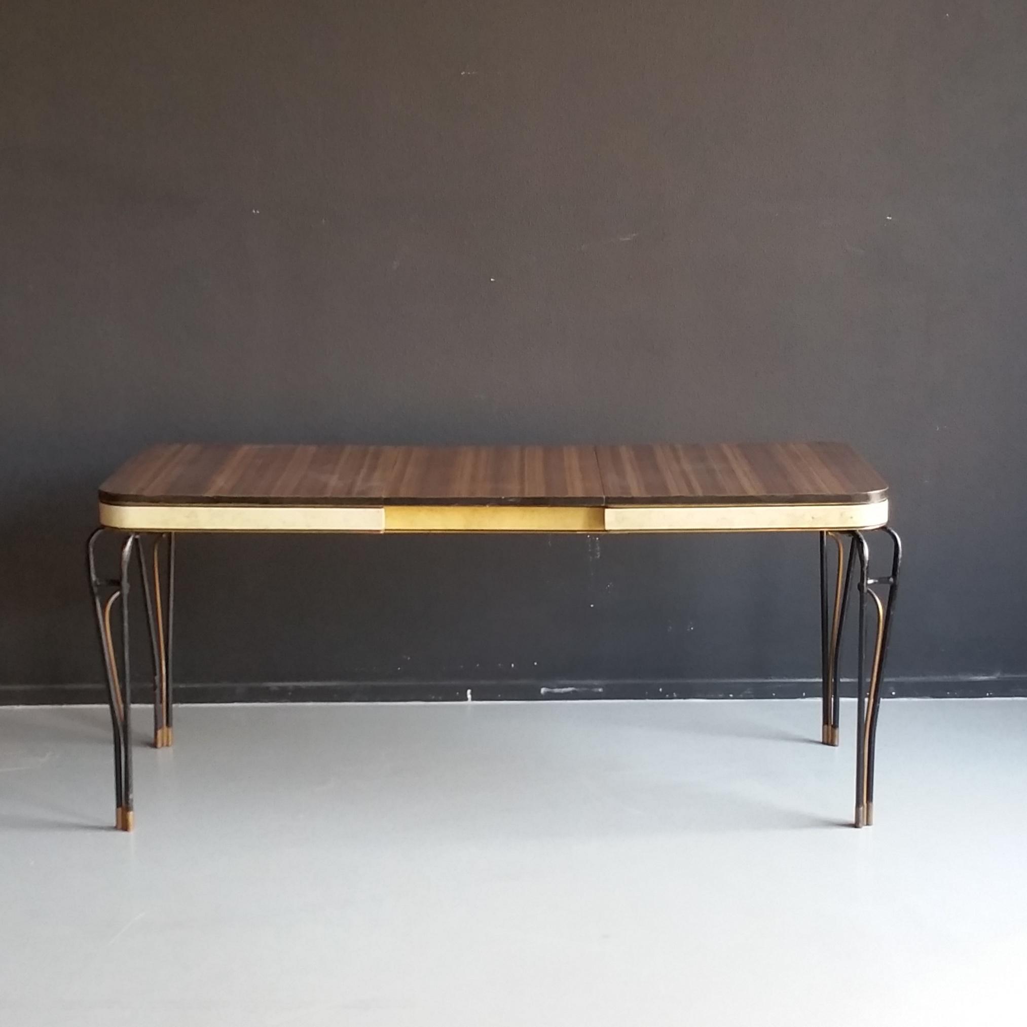 Uitschuifbare tafel met metalen poten, jaren '50/'60