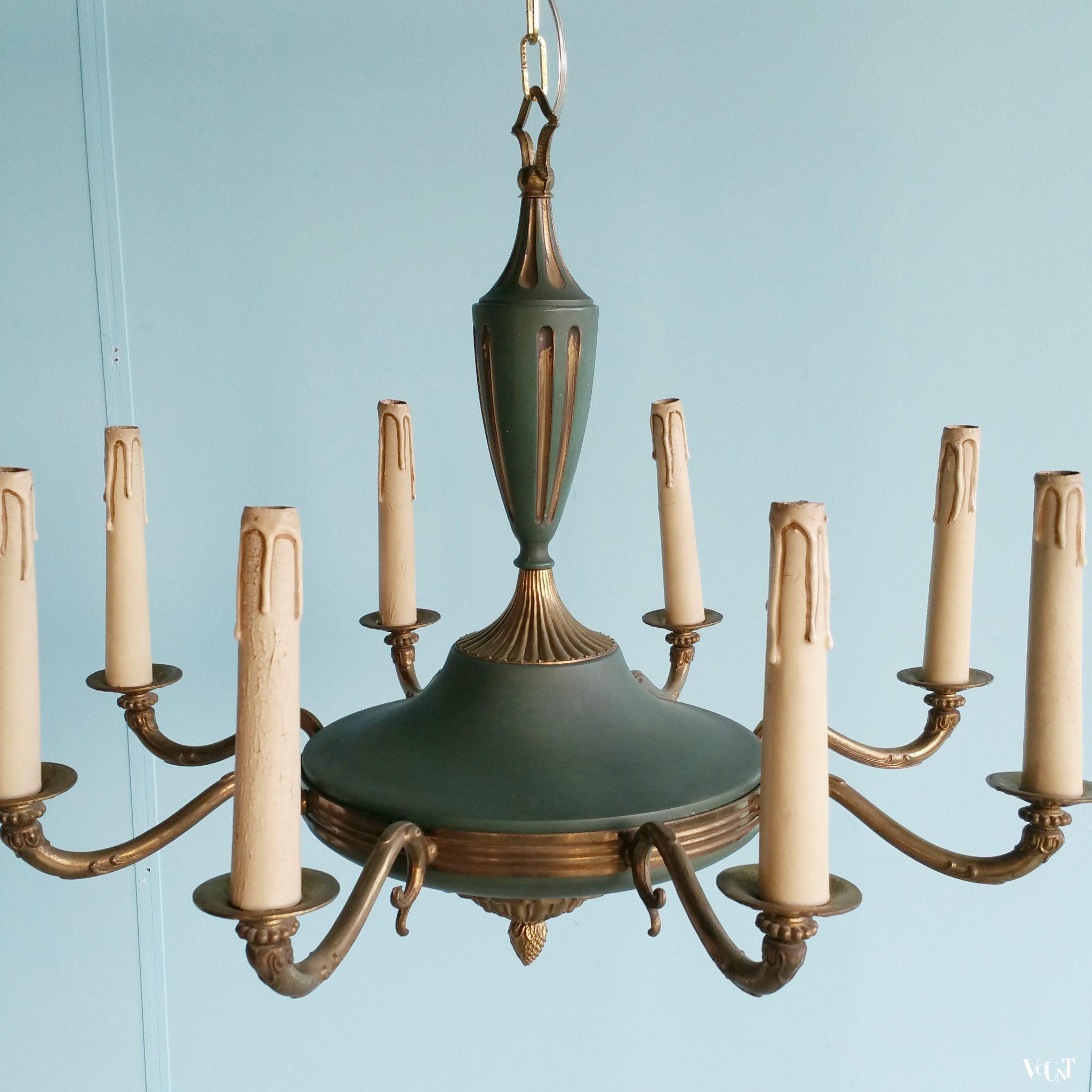 Midcentury achtarmige empire-stijl hanglamp