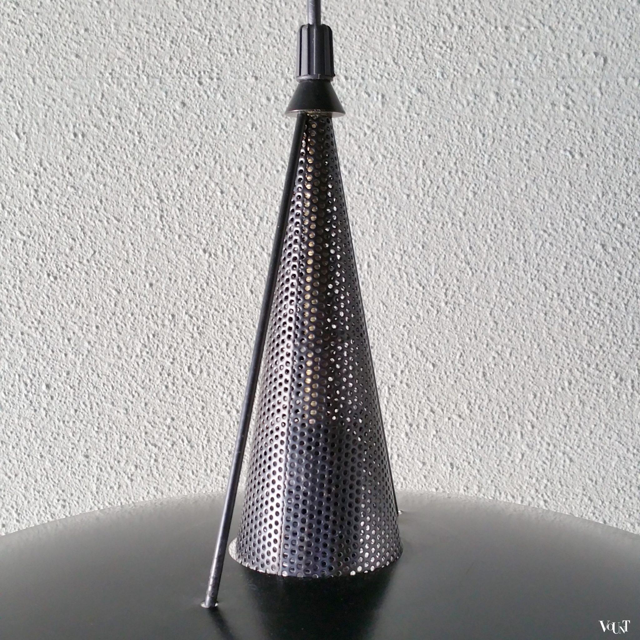 Zwarte metalen hanglamp (Memphis-stijl), jaren '80