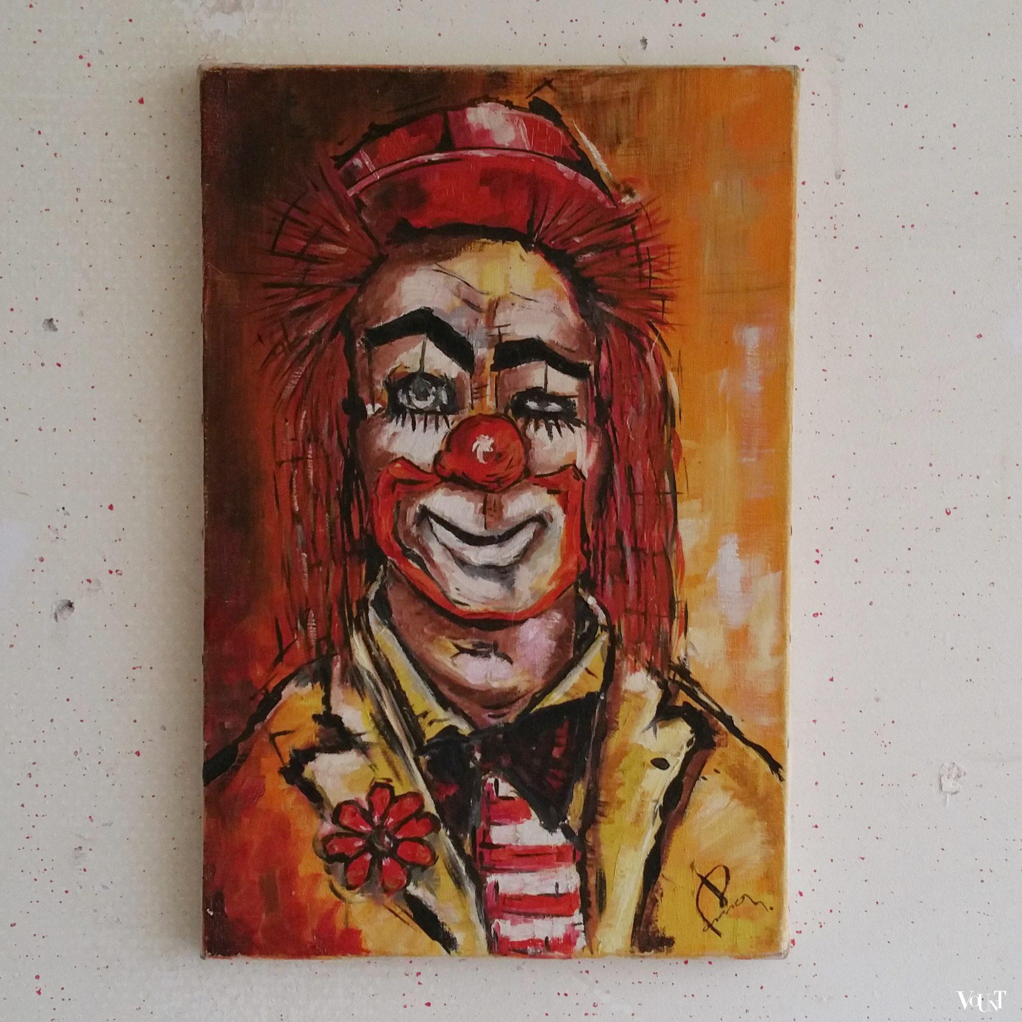 Olieverfschilderij clown, jaren '60