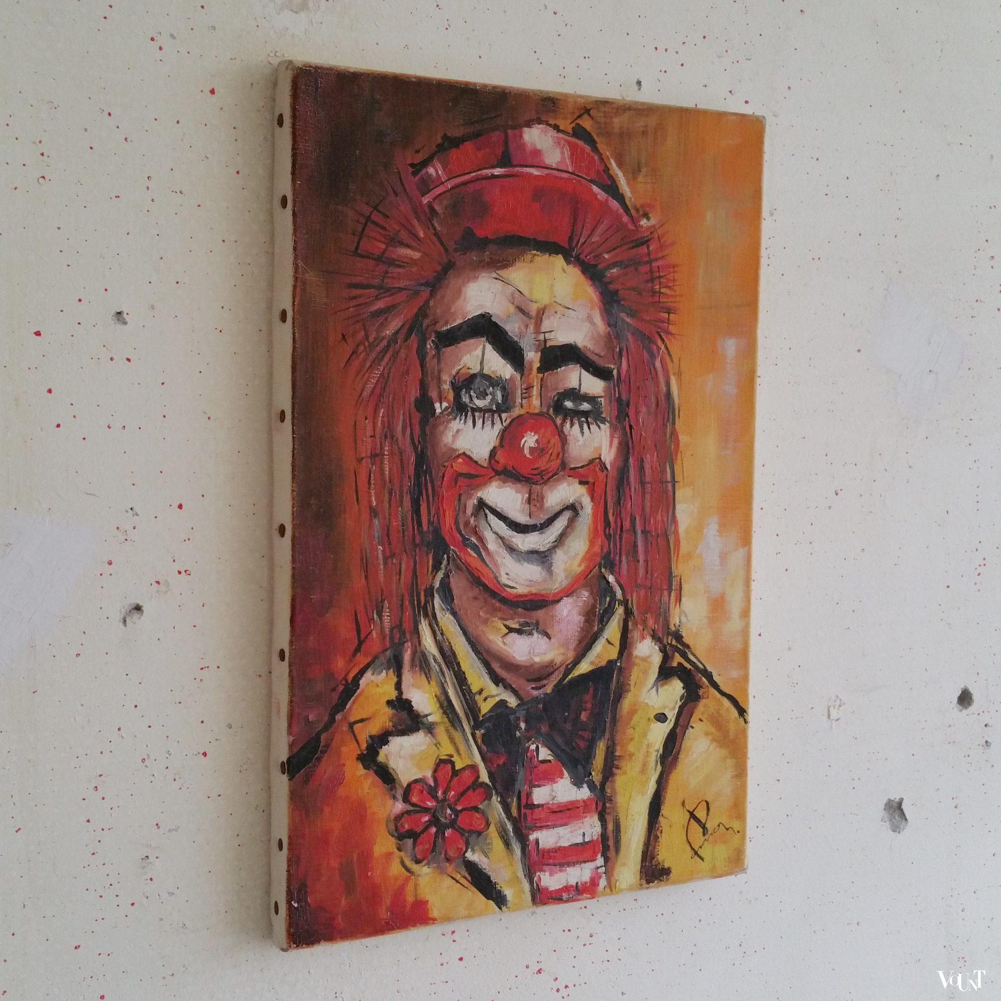 Olieverfschilderij clown, jaren '60