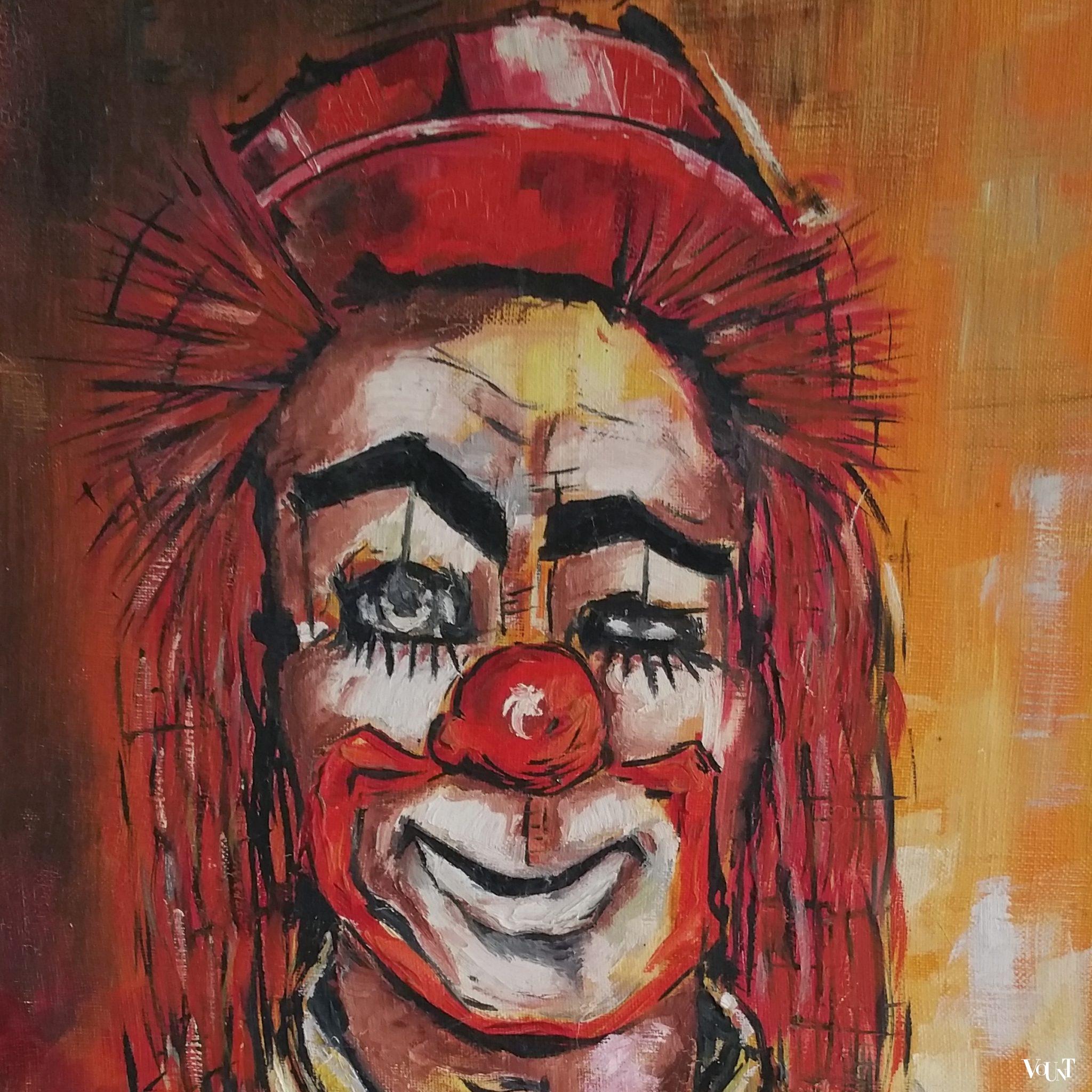 Olieverfschilderij clown, jaren '60