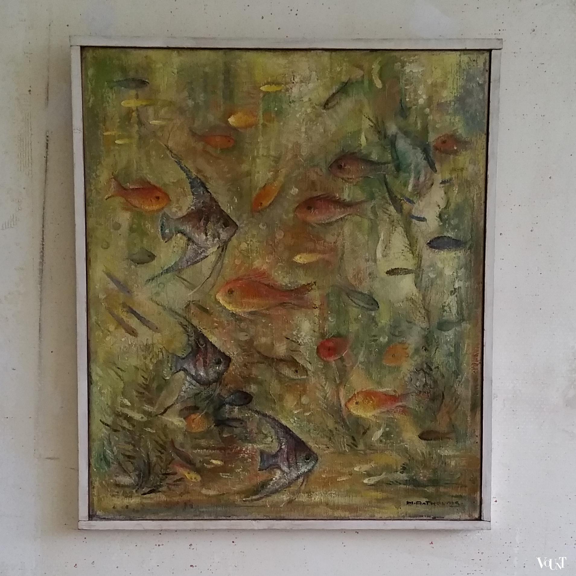 Schilderij onderwatergezicht H.F.P. Antheunis, jaren '50/'60
