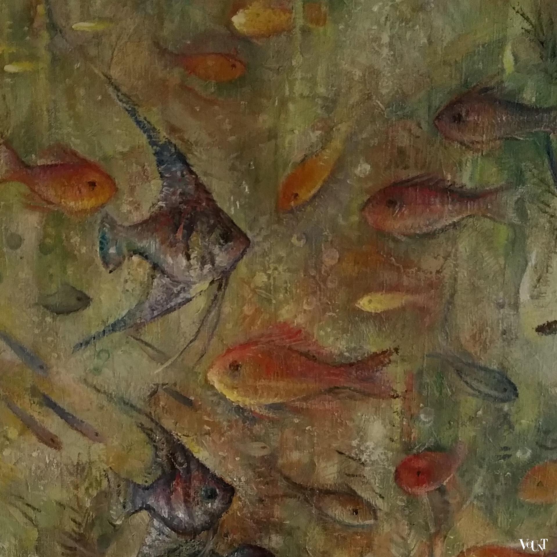 Schilderij onderwatergezicht H.F.P. Antheunis, jaren '50/'60