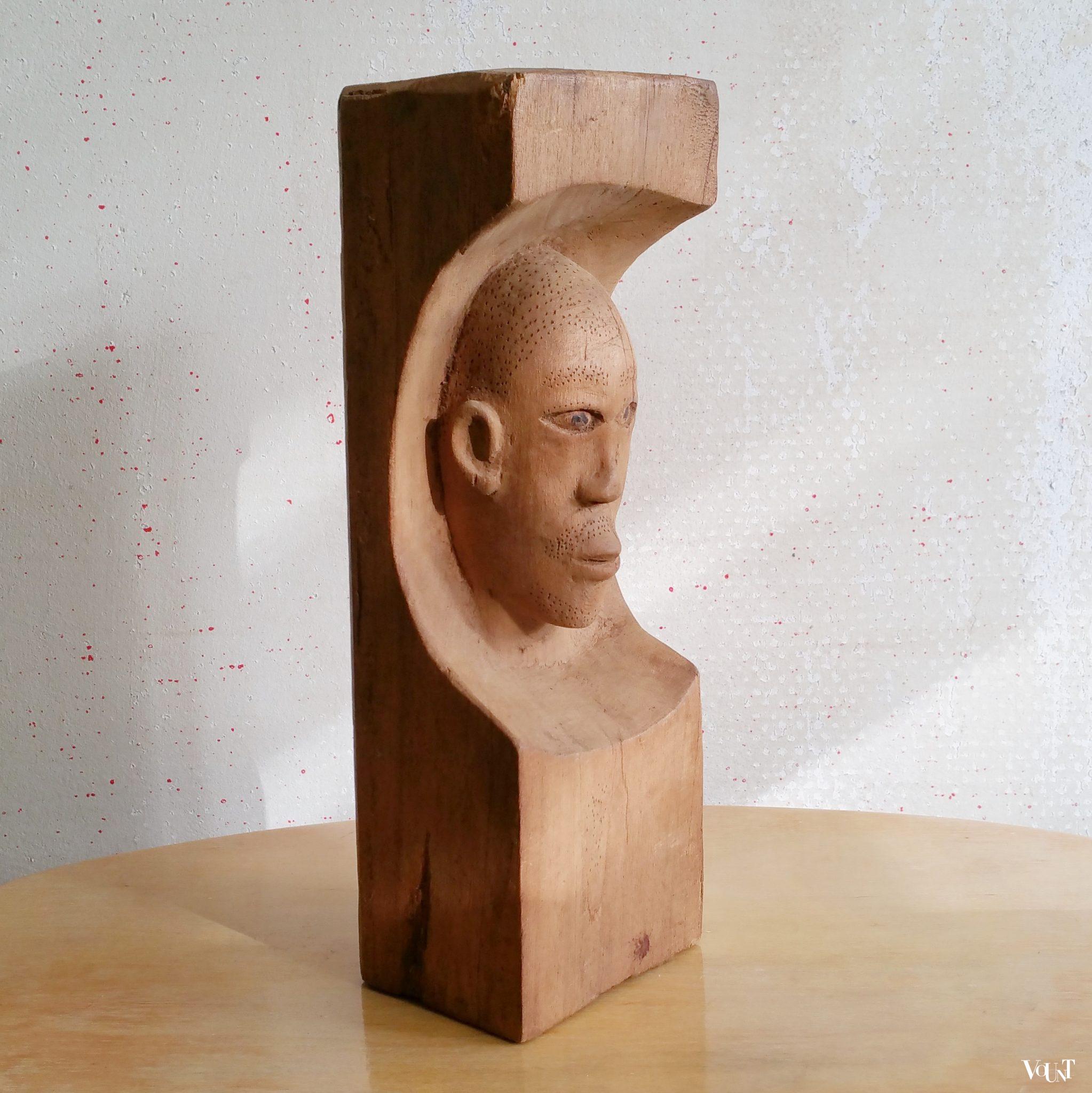 Afrikaans handgestoken houten hoofd man (Benin)