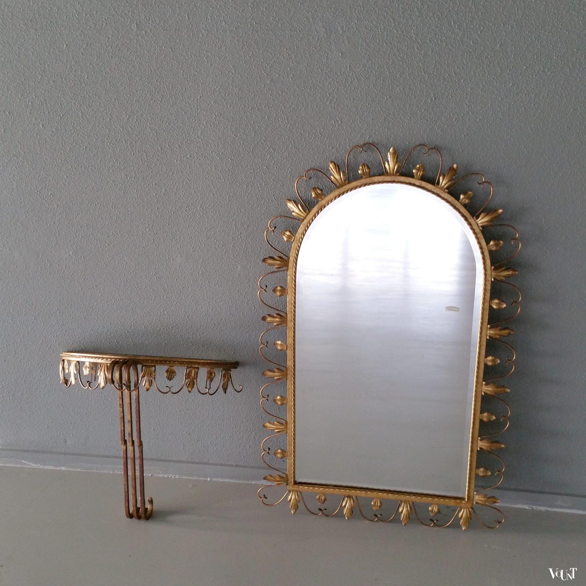 Spiegel en console met glasplaat, Deknudt, jaren '60/'70