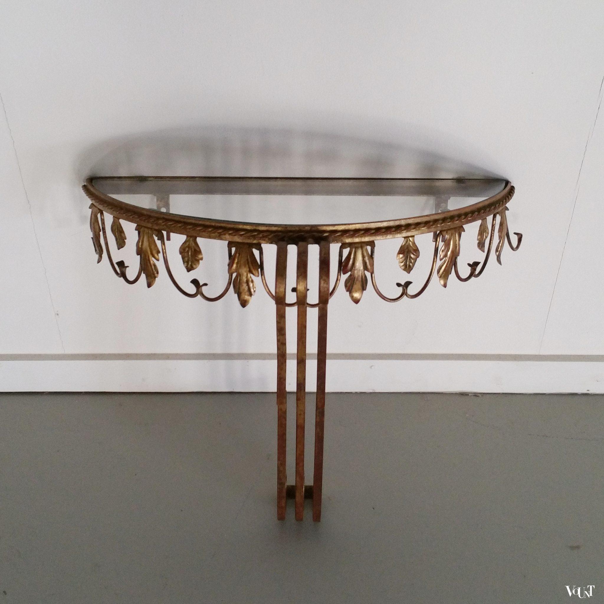 Spiegel en console met glasplaat, Deknudt, jaren '60/'70