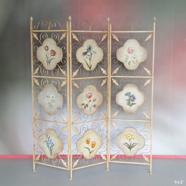 Jaren '60/'70 metalen kamerscherm met bloemen