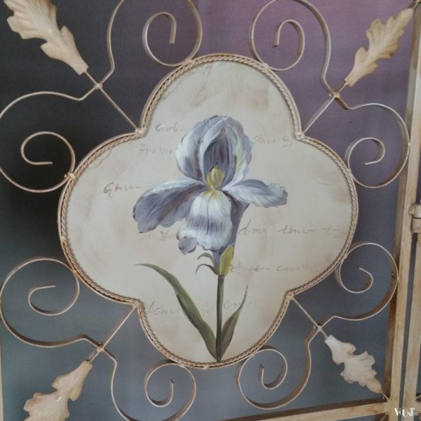 Jaren '60/'70 metalen kamerscherm met bloemen