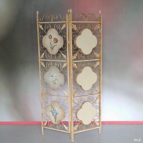 Jaren '60/'70 metalen kamerscherm met bloemen