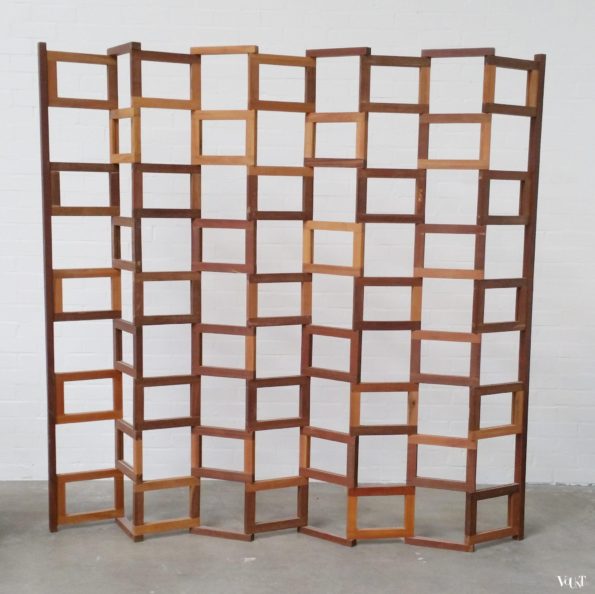 Massief teakhouten kamerscherm / room divider, ca. 2000