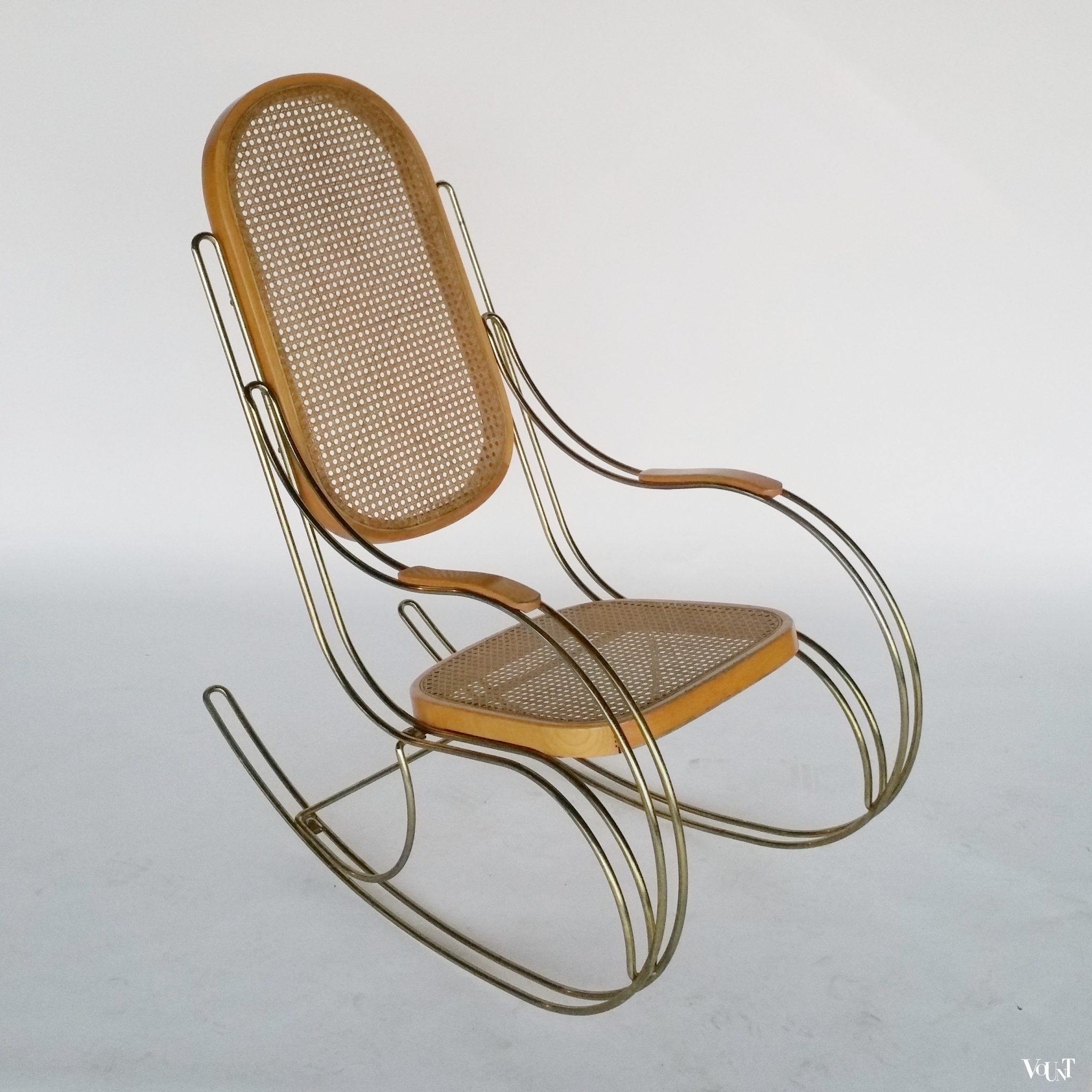 Jaren '70 Thonet-stijl schommelstoel met metalen frame