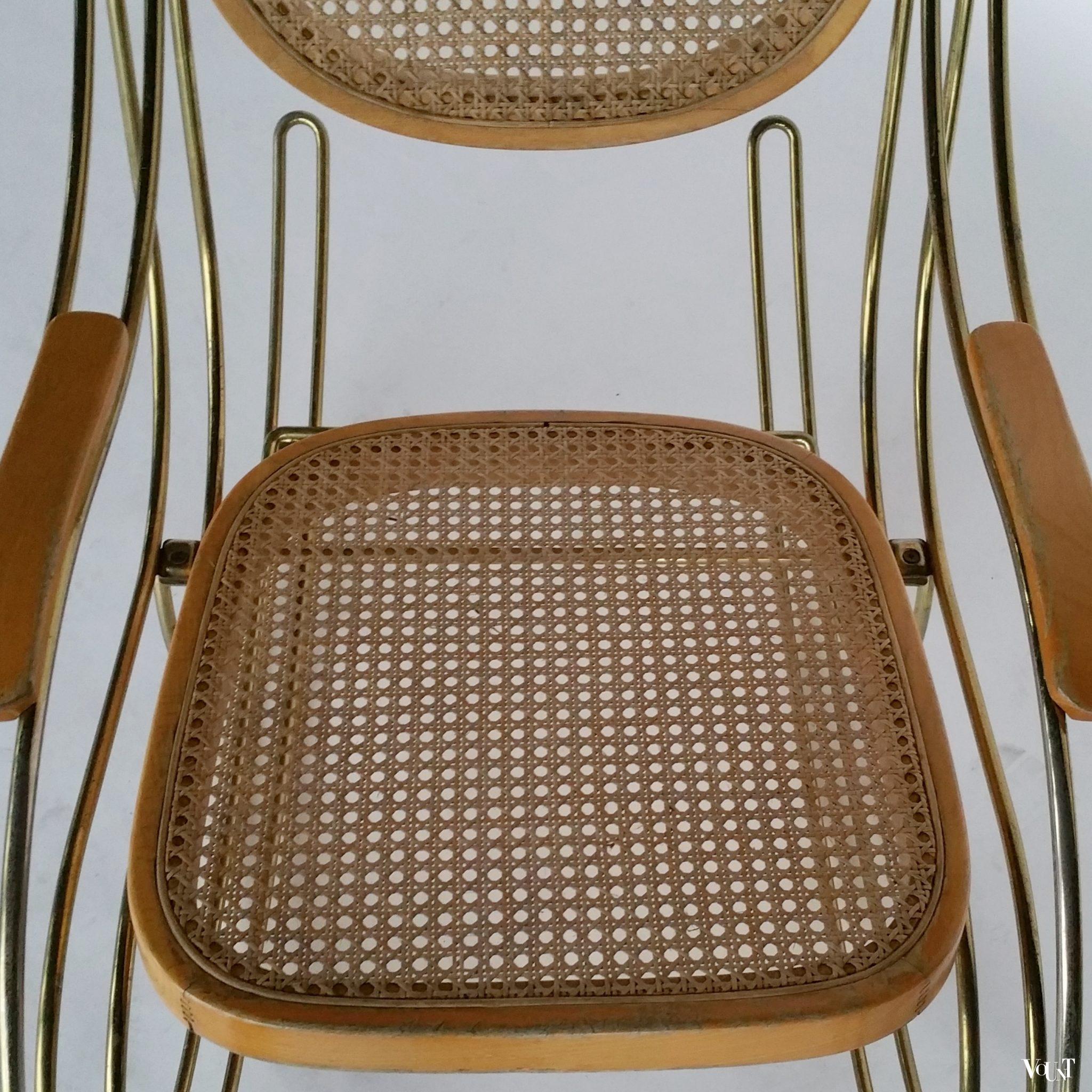 Jaren '70 Thonet-stijl schommelstoel met metalen frame