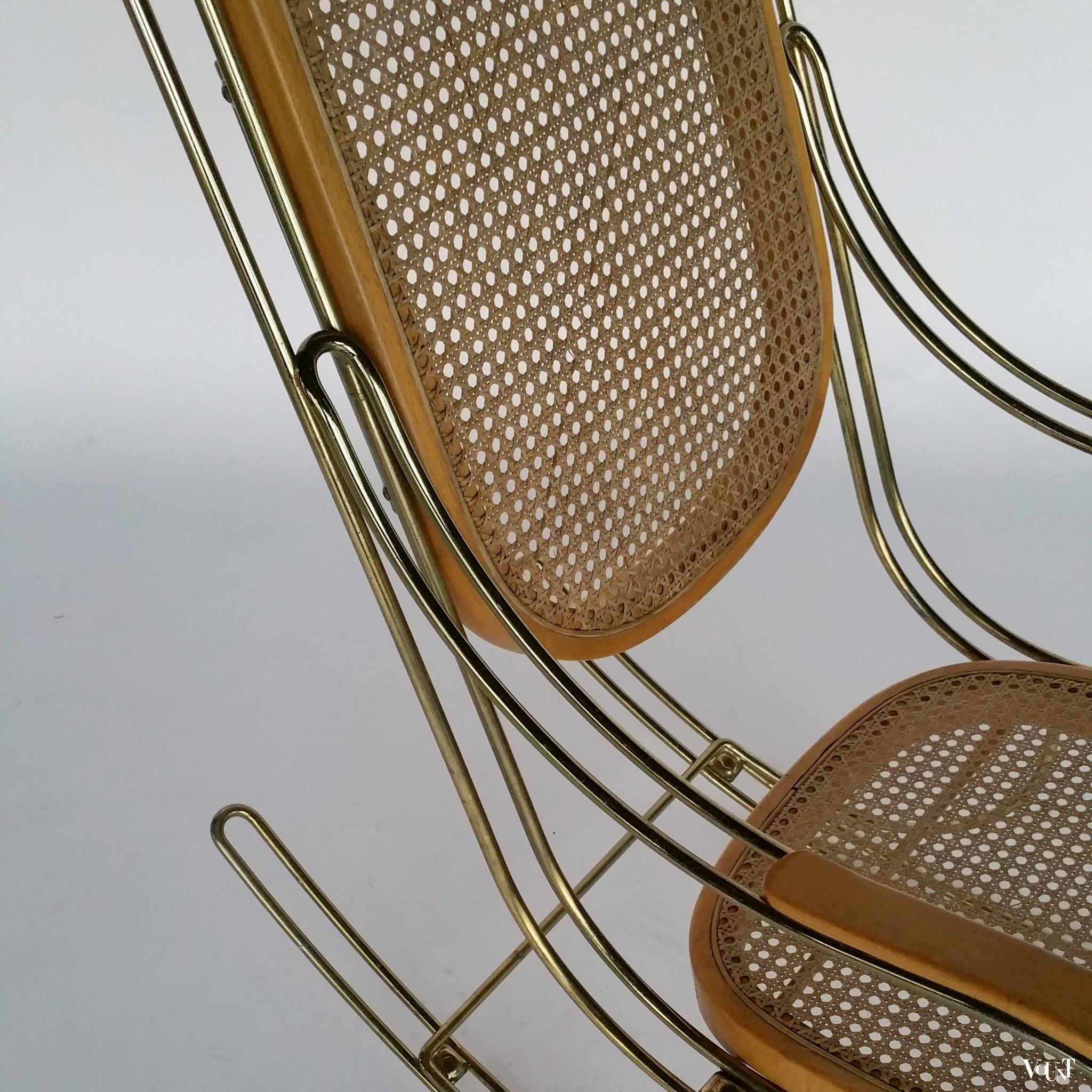 Jaren '70 Thonet-stijl schommelstoel met metalen frame