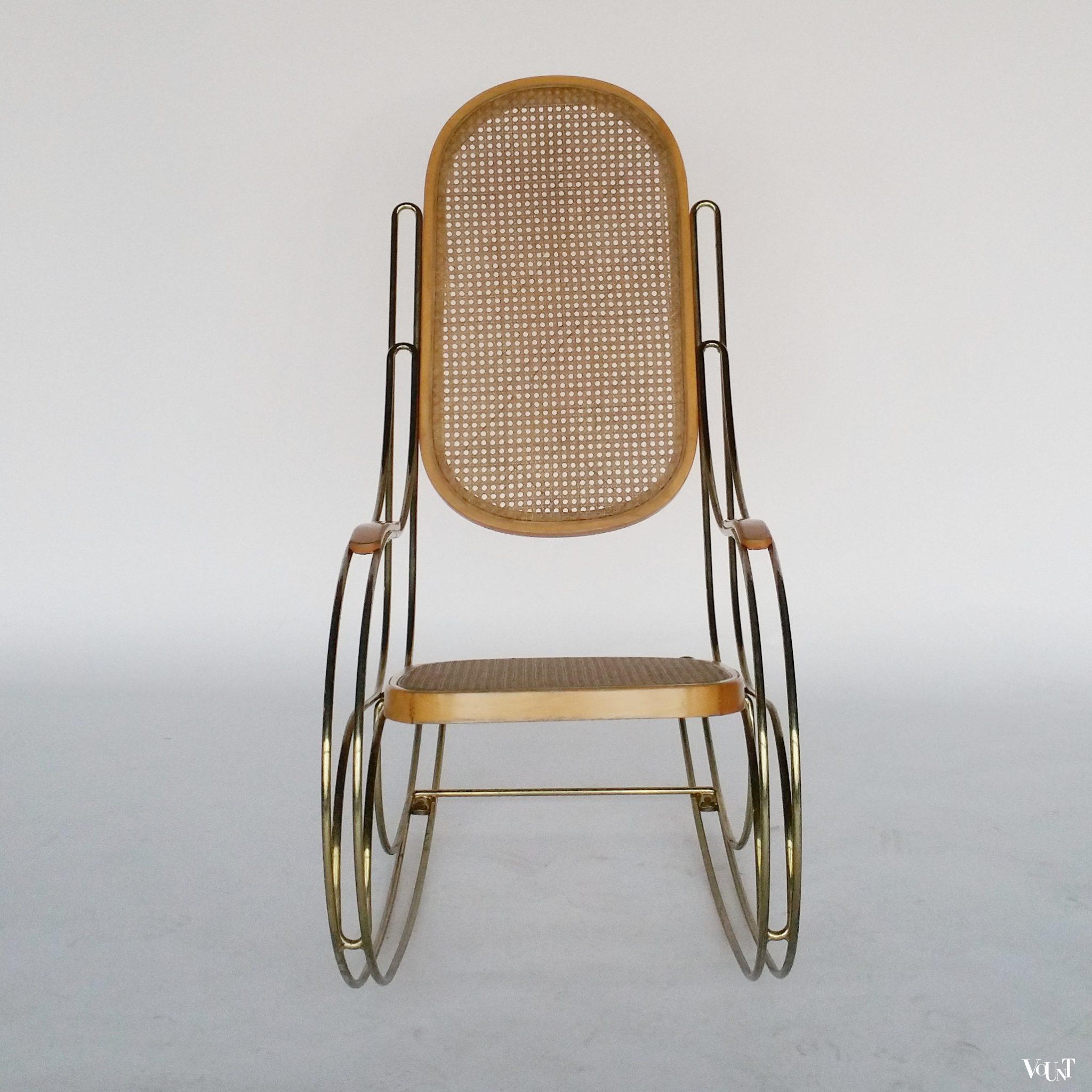 Jaren '70 Thonet-stijl schommelstoel met metalen frame