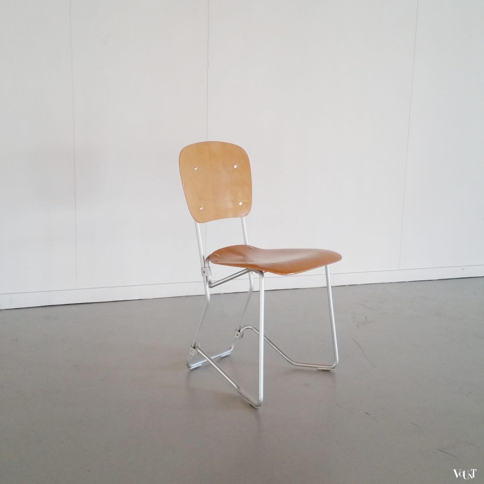 Vintage Aluflex stapelstoel, Armin Wirth, jaren '60/'70